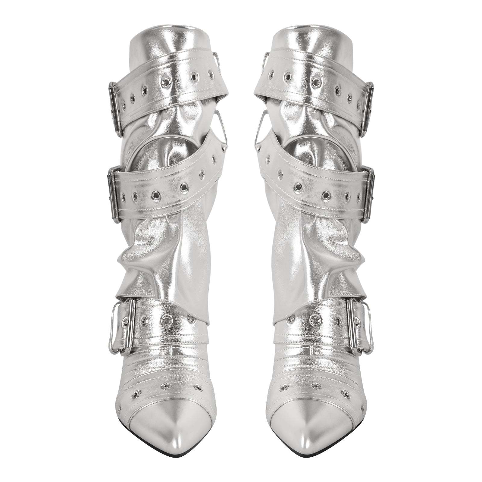 Plateau Stiefeletten verzierte Schnallen Nieten