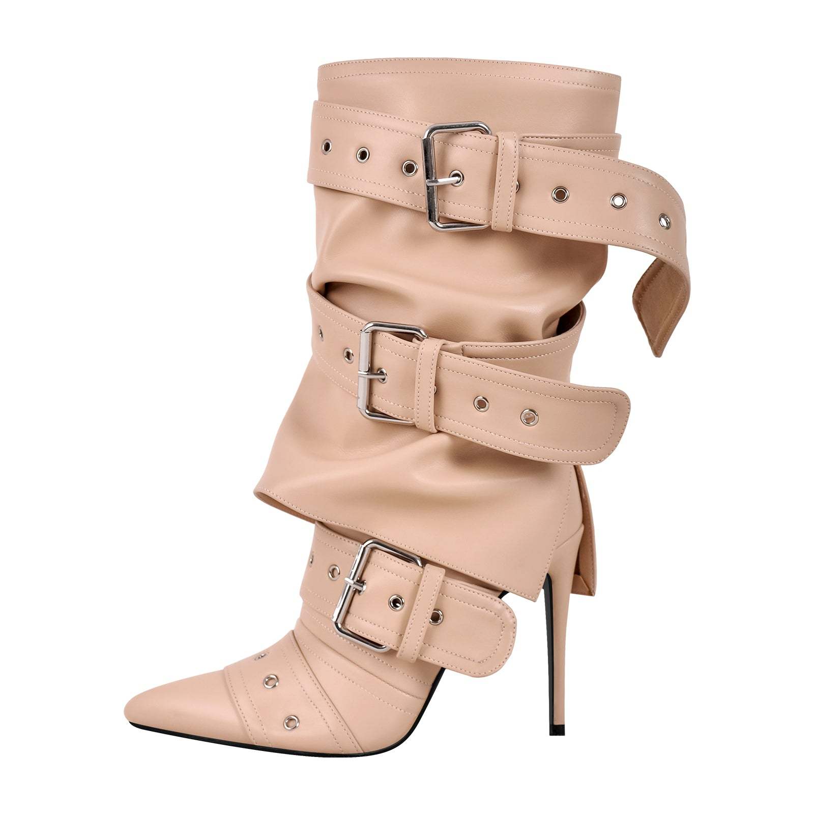 Plateau Stiefeletten verzierte Schnallen Nieten