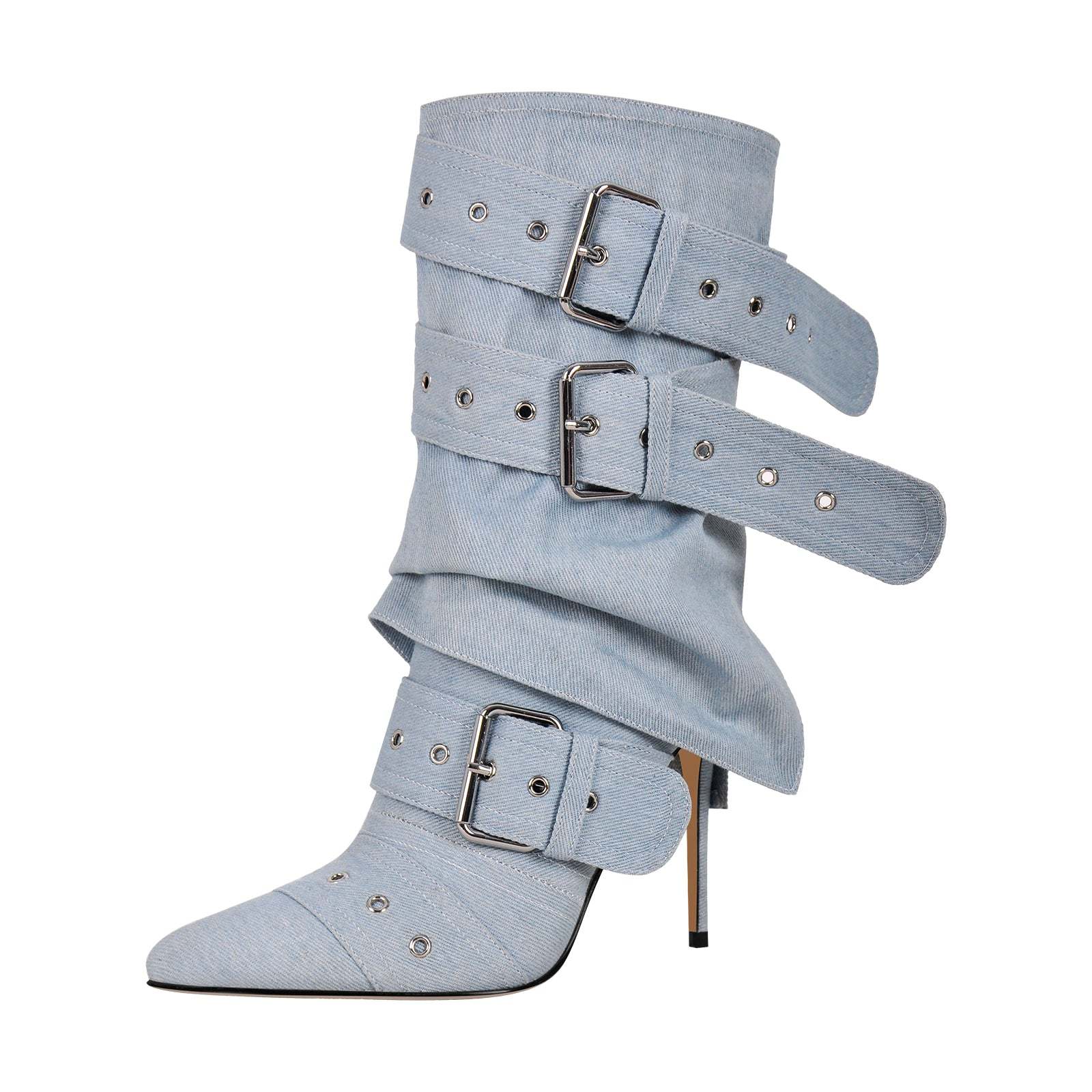 Plateau Stiefeletten verzierte Schnallen Nieten