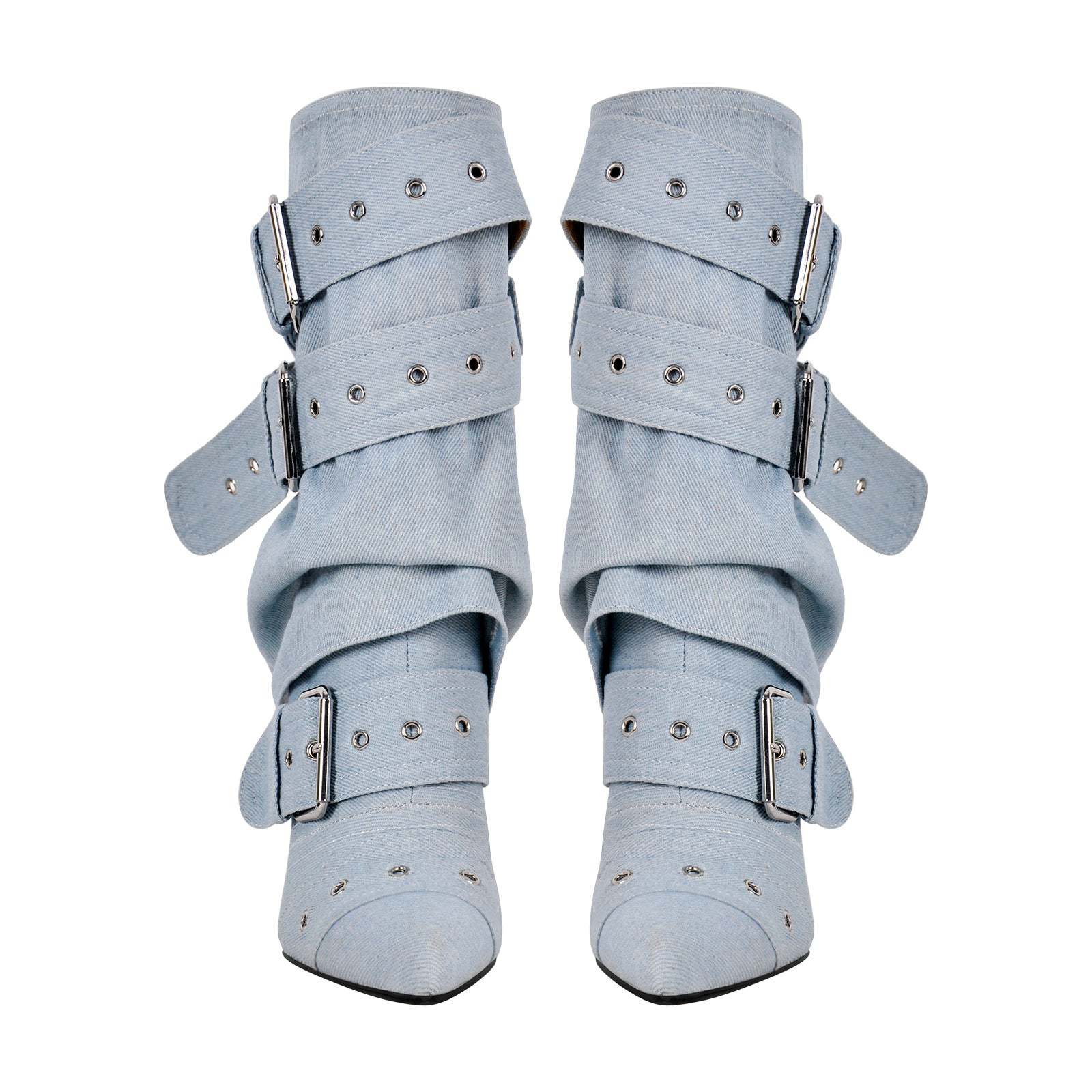 Plateau Stiefeletten verzierte Schnallen Nieten