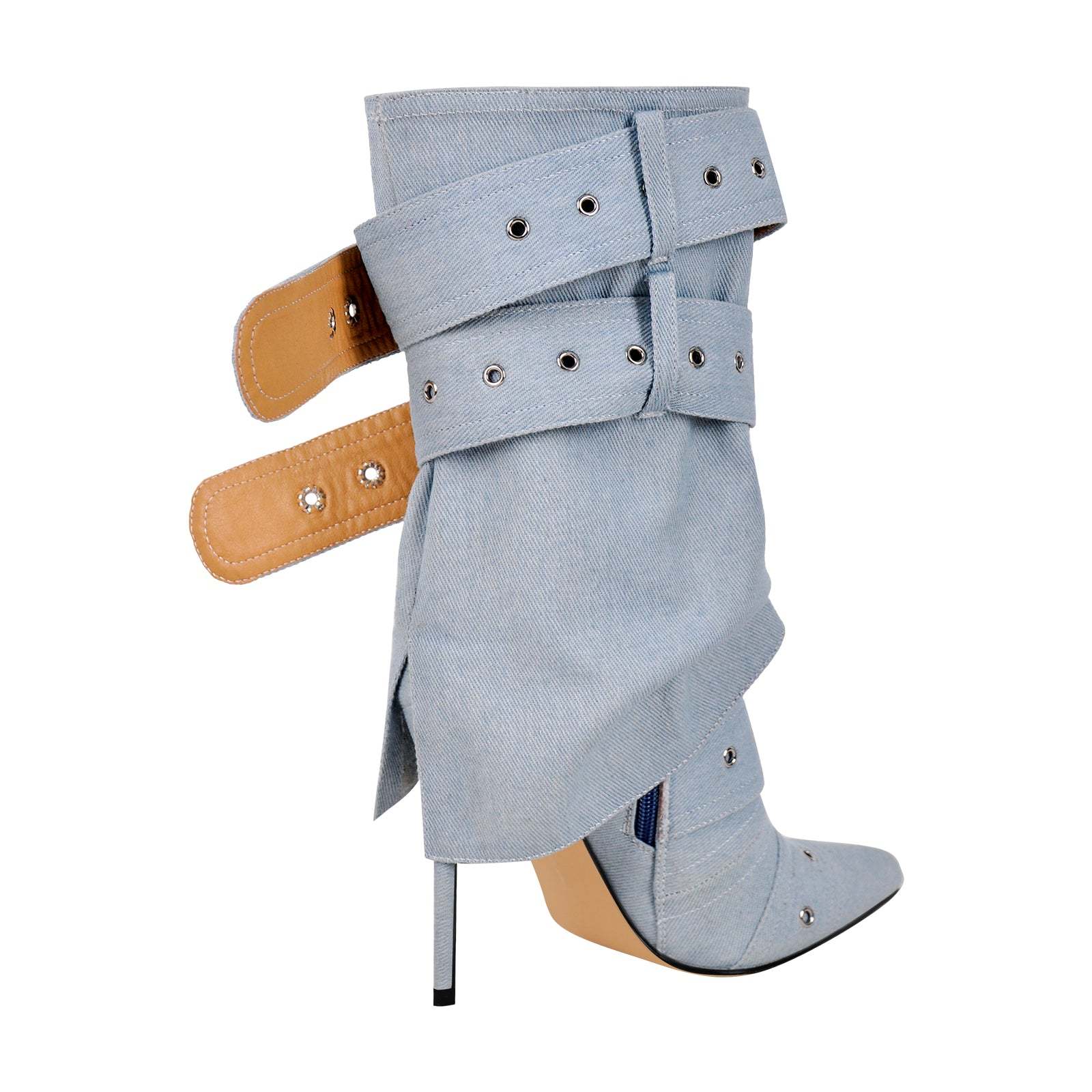 Plateau Stiefeletten verzierte Schnallen Nieten