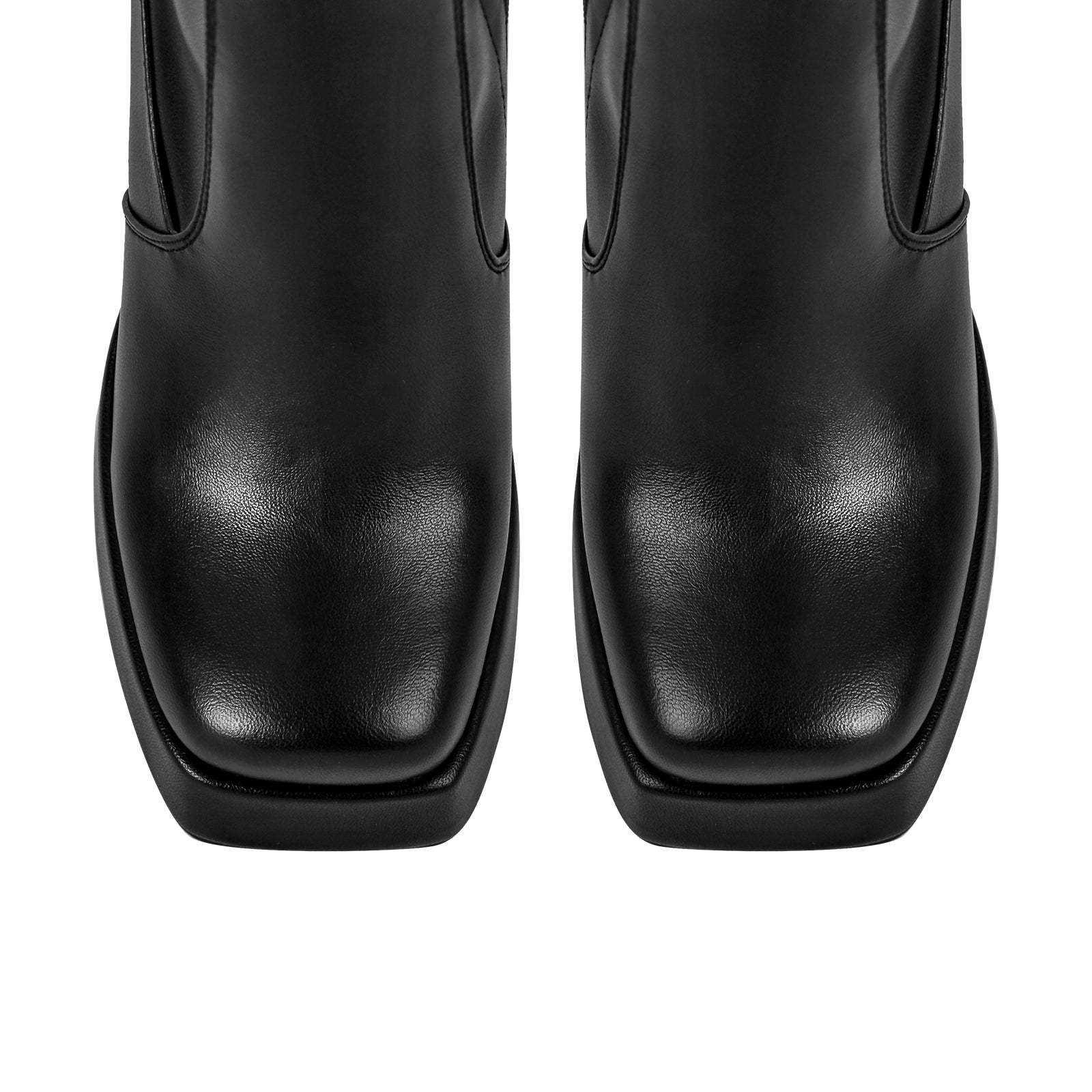 Plateau Langschaft Stiefel Quatische Zehen Blockabsatz Weitschaft