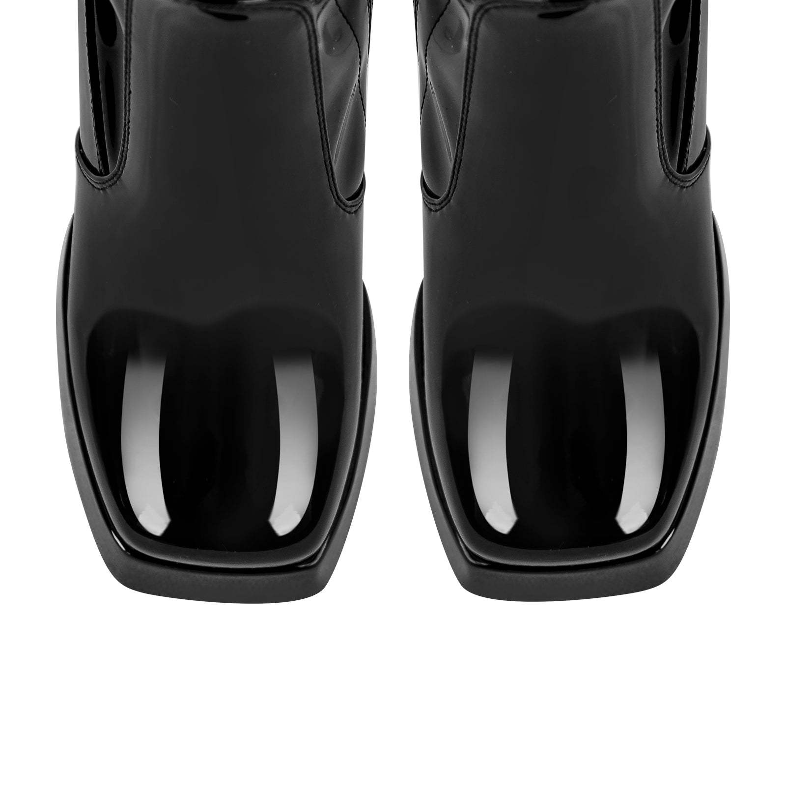 Plateau Langschaft Stiefel Quatische Zehen Blockabsatz Weitschaft