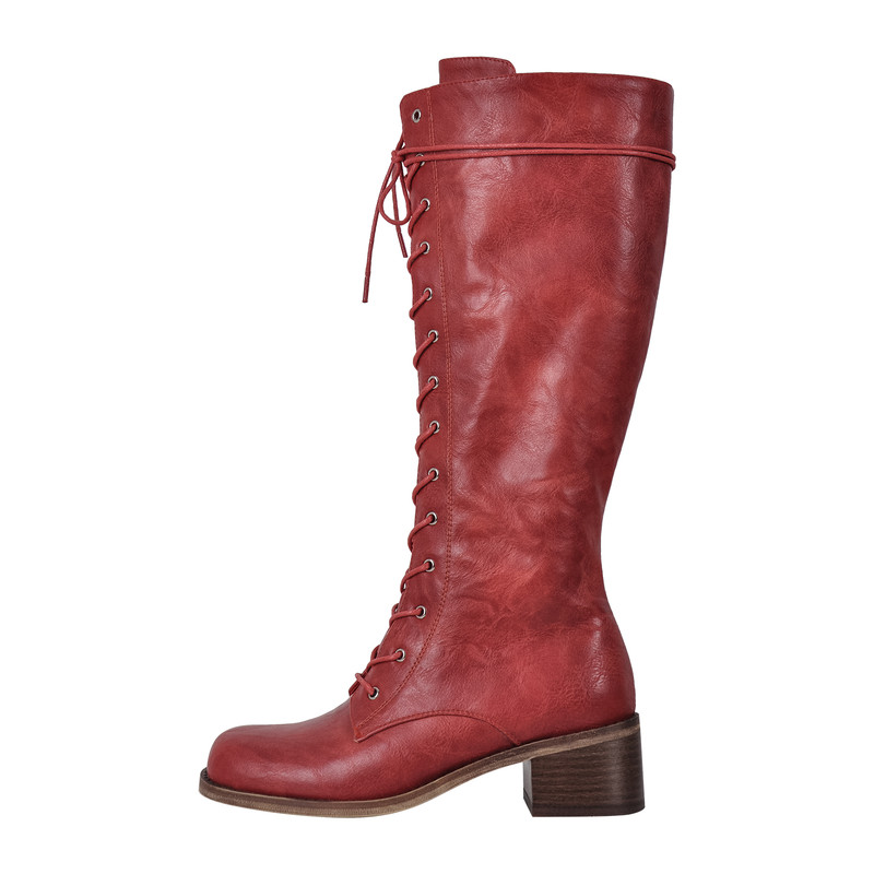 Schnürsenkel Mid-Calf Weiche Stiefel klobiger Absatz