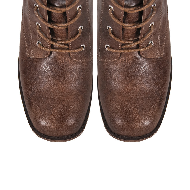 Schnürsenkel Mid-Calf Weiche Stiefel klobiger Absatz