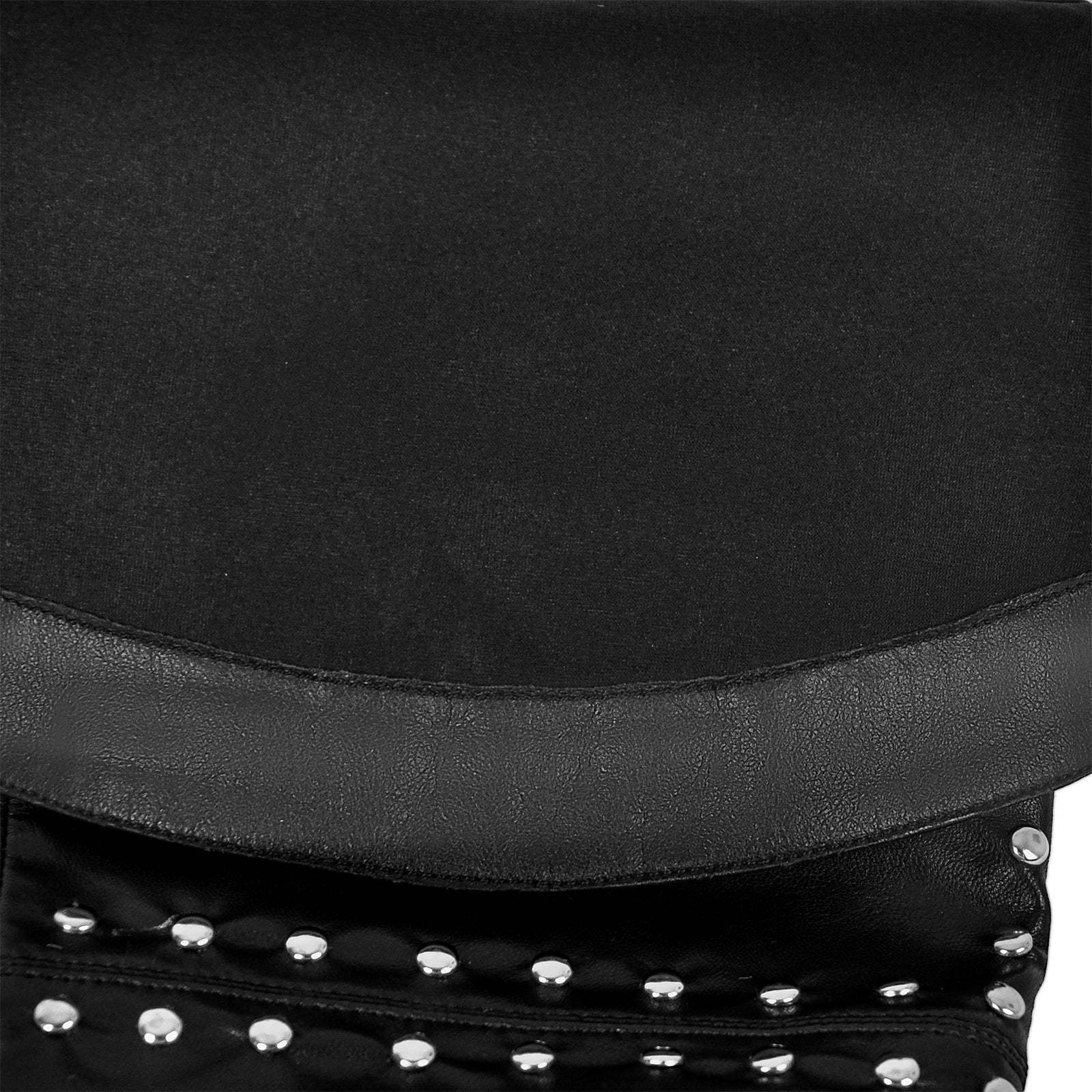 Plateau Overknee Stiefel mit Pfennigabsatz verzierte Nieten Schwarz