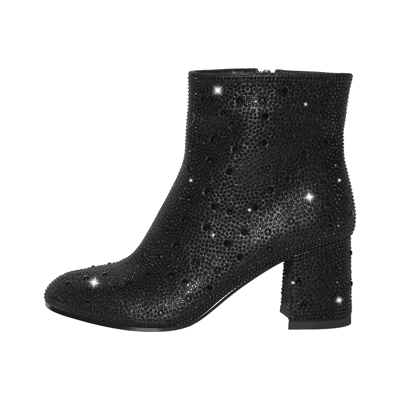Glänzende Stiefeletten mit Blockabsatz Chunky Heels Boots