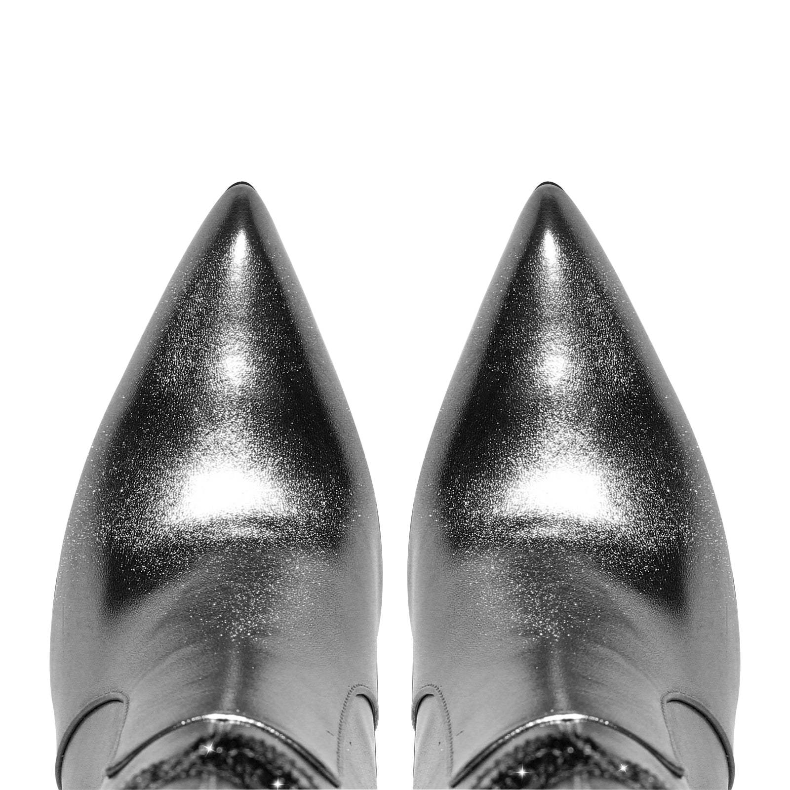 Mid Calf Stiefel mit Pfennigabsatz verzierte Quasten Stiletto Lack