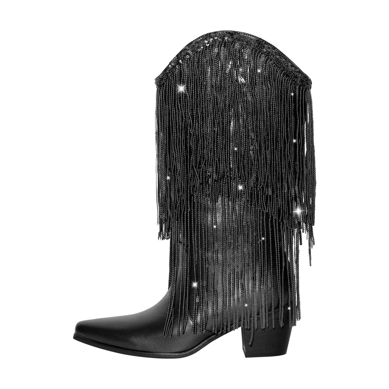 Westernstiefel mit Blockabsatz verzierte Quasten