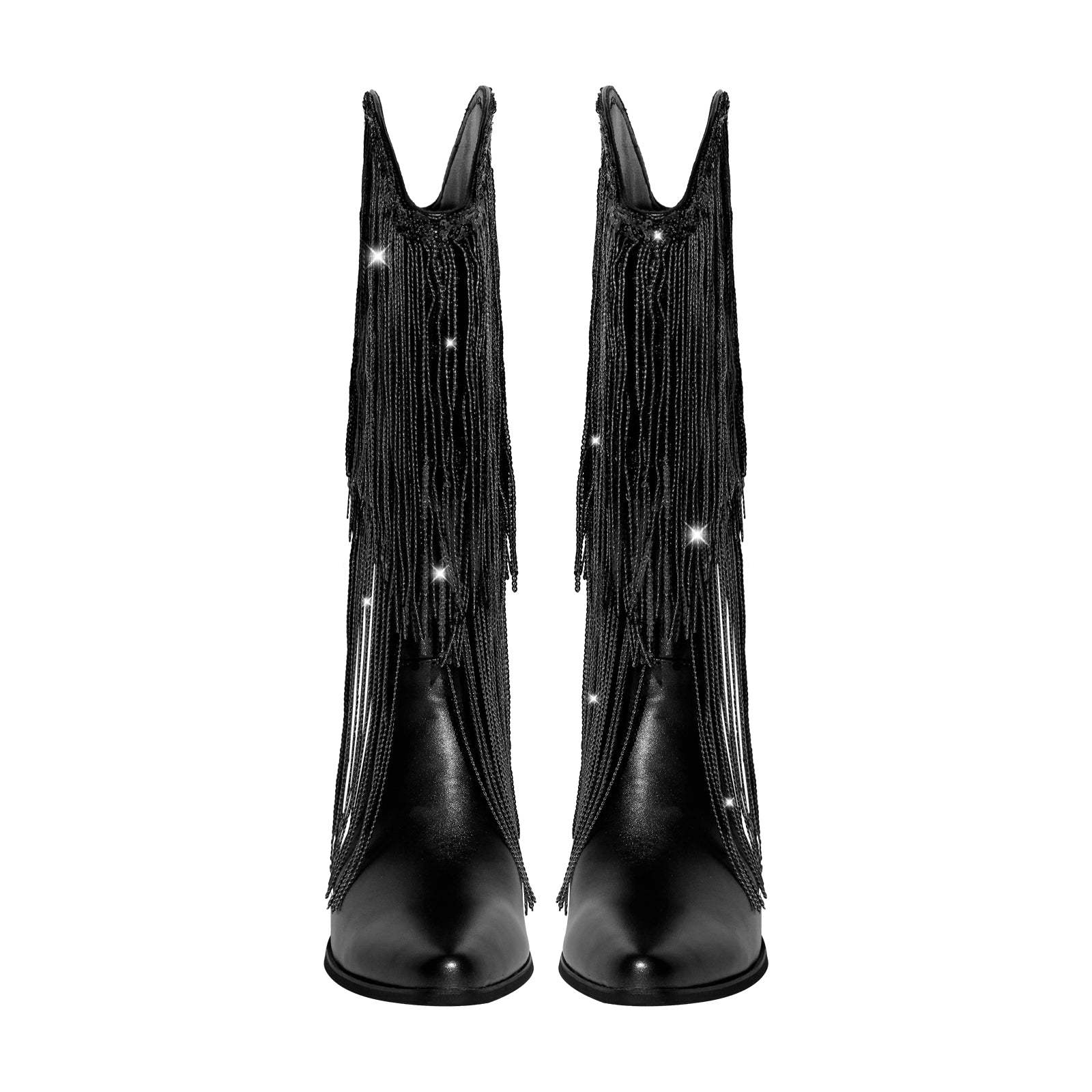 Westernstiefel mit Blockabsatz verzierte Quasten