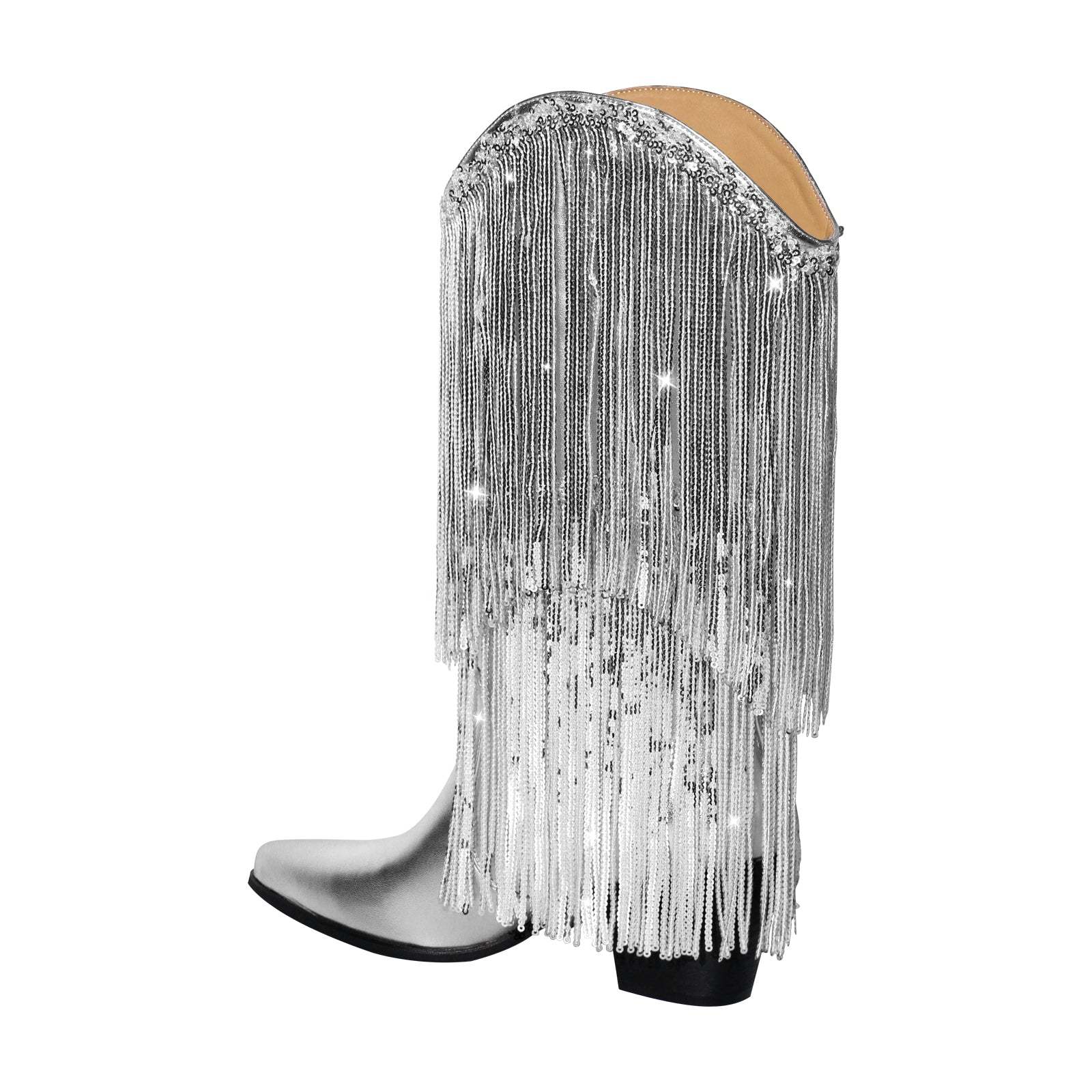 Westernstiefel mit Blockabsatz verzierte Quasten