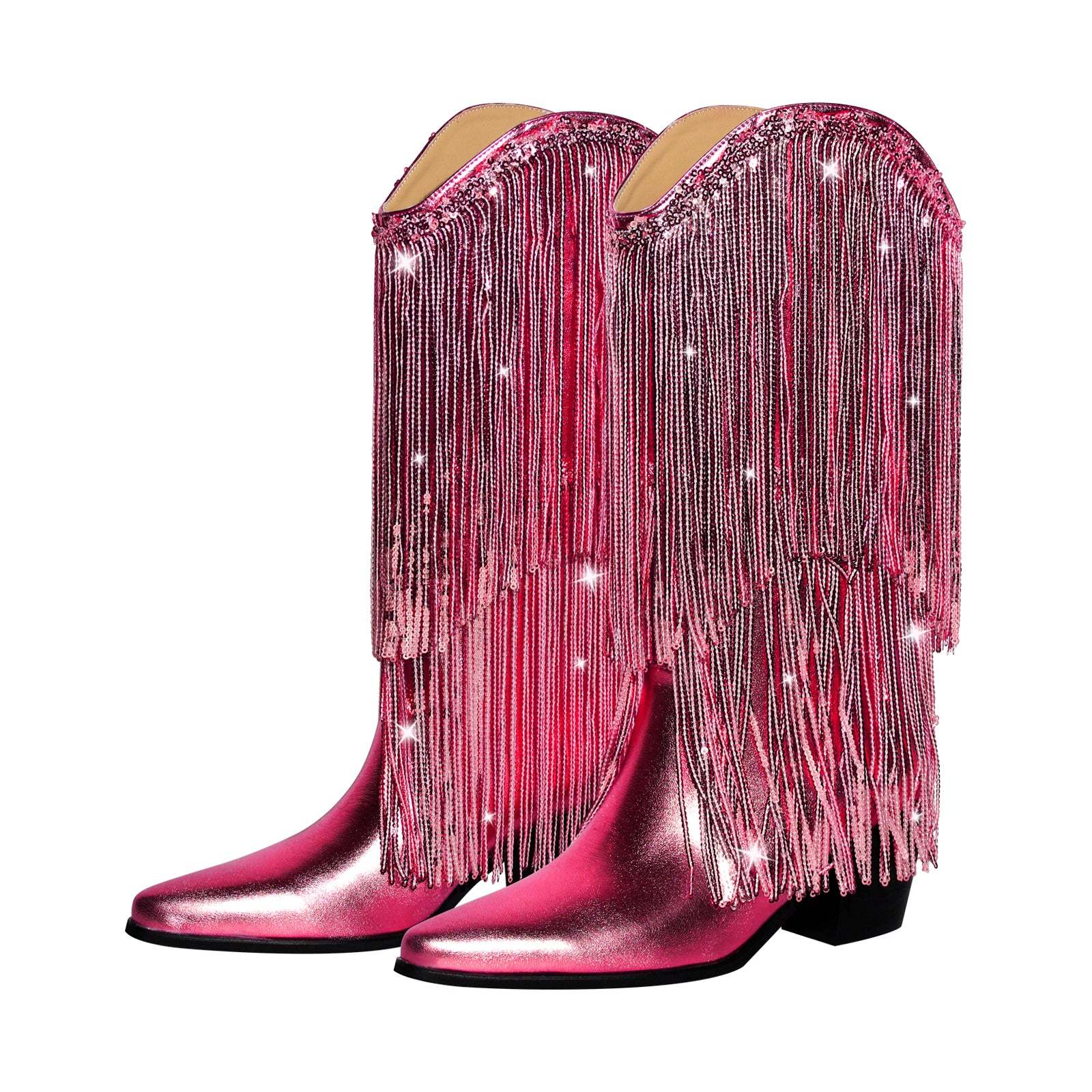 Westernstiefel mit Blockabsatz verzierte Quasten