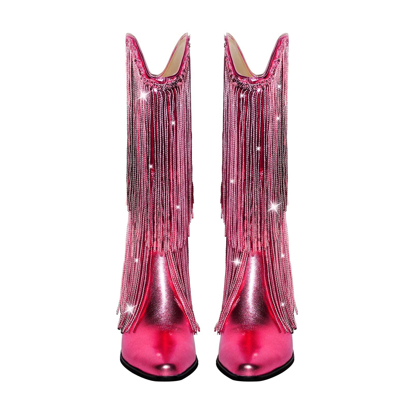 Westernstiefel mit Blockabsatz verzierte Quasten