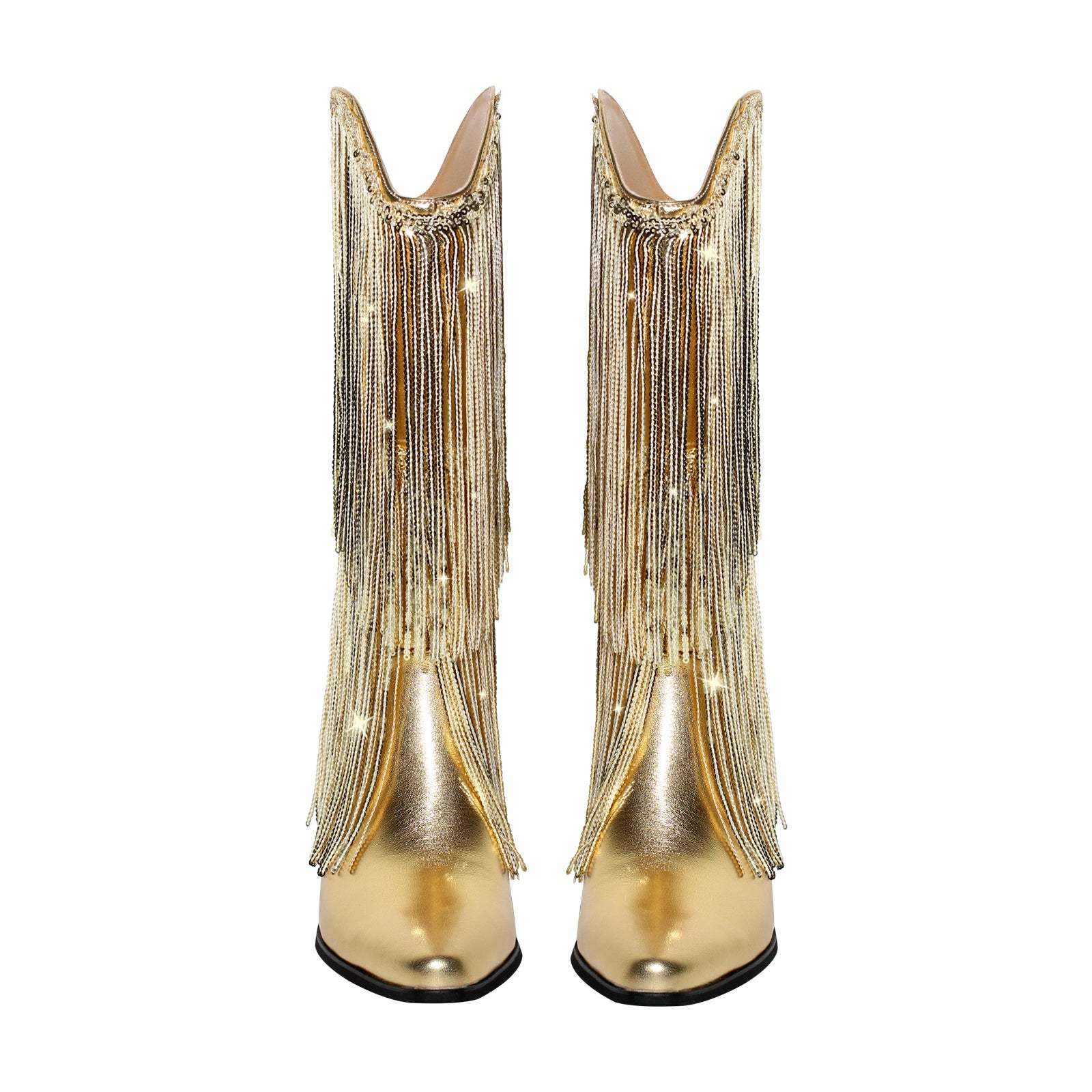 Westernstiefel mit Blockabsatz verzierte Quasten