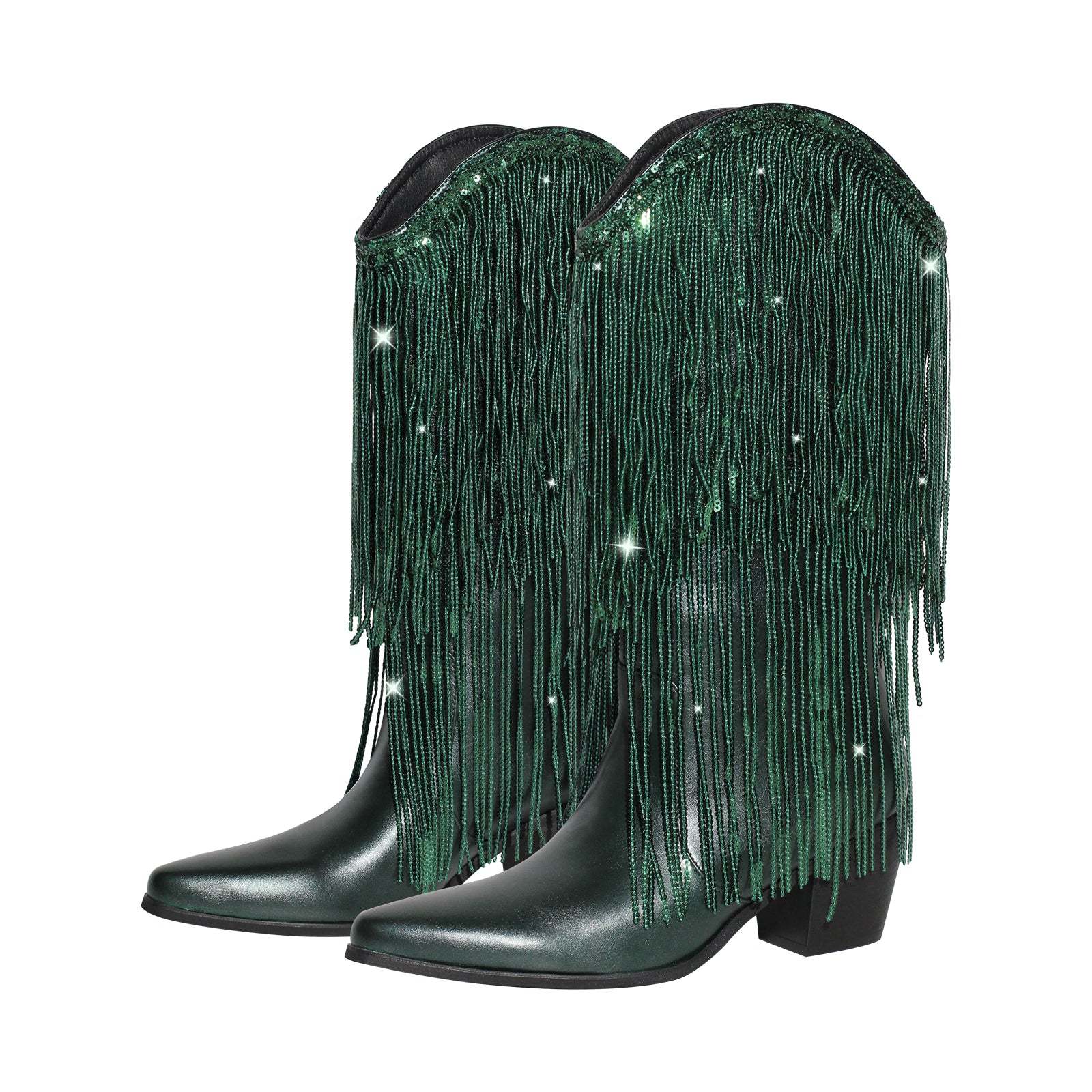 Westernstiefel mit Blockabsatz verzierte Quasten