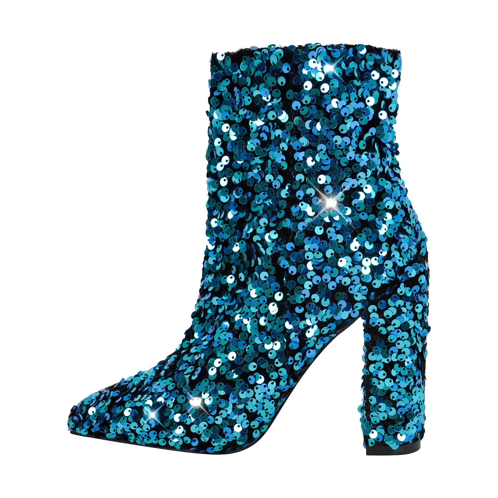 Glänzende Knöchelstiefel mit Blockabsatz Kurzschaft Stiefel