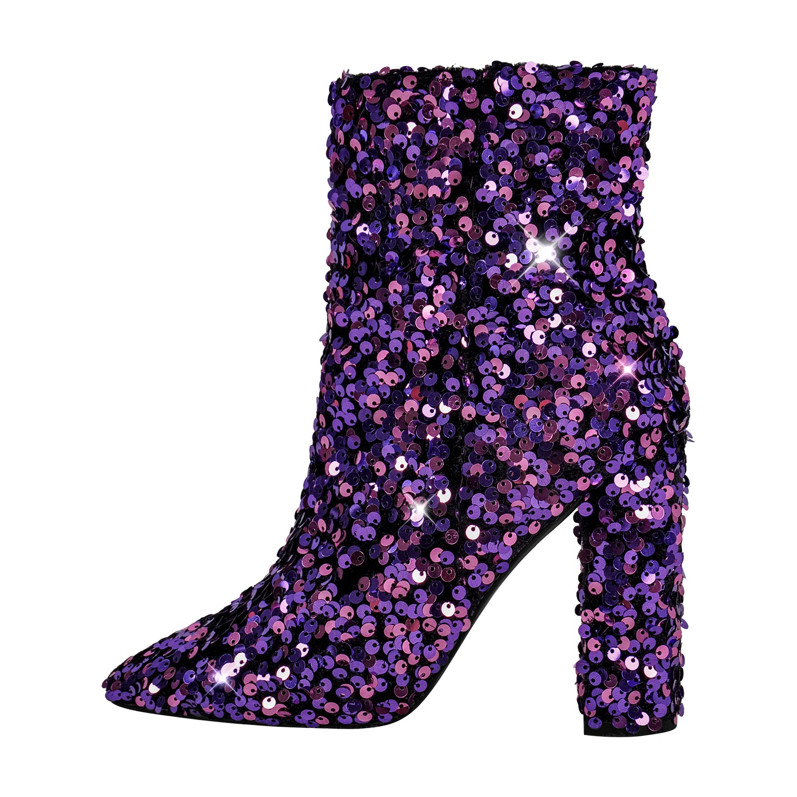 Glänzende Knöchelstiefel mit Blockabsatz Kurzschaft Stiefel
