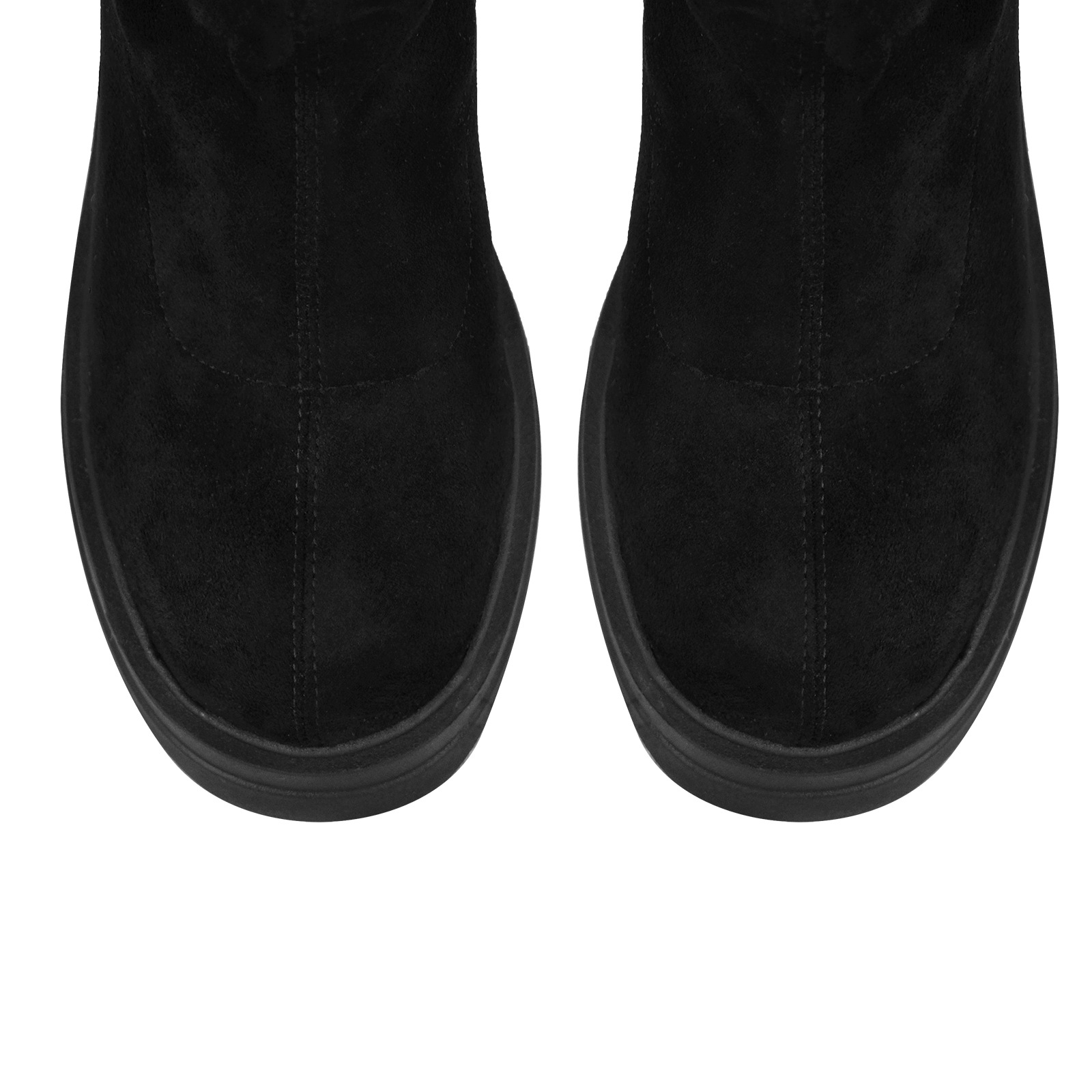 Schwarze Overknee Stretch Stiefel Round Toe