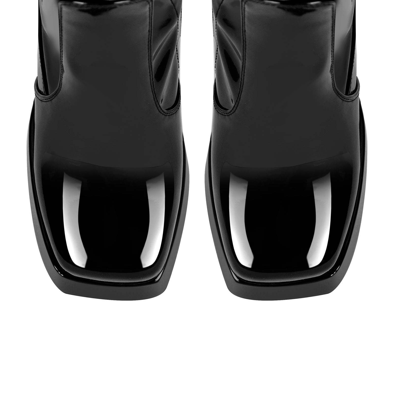 Plateau Overknee Langschaft Stiefel Blockabsatz Quatische Zehen