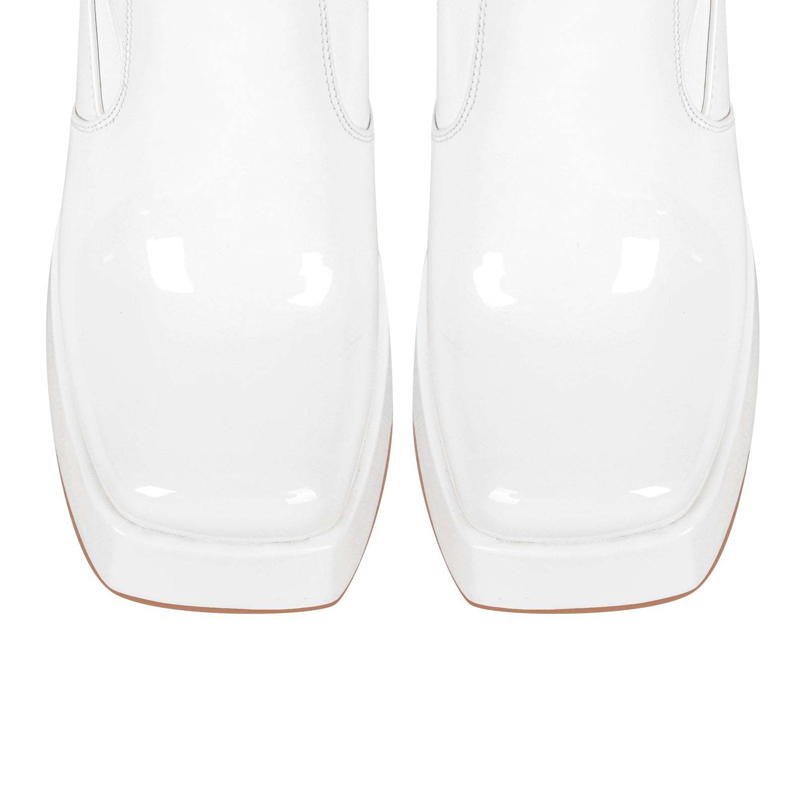 Plateau Overknee Langschaft Stiefel Blockabsatz Quatische Zehen