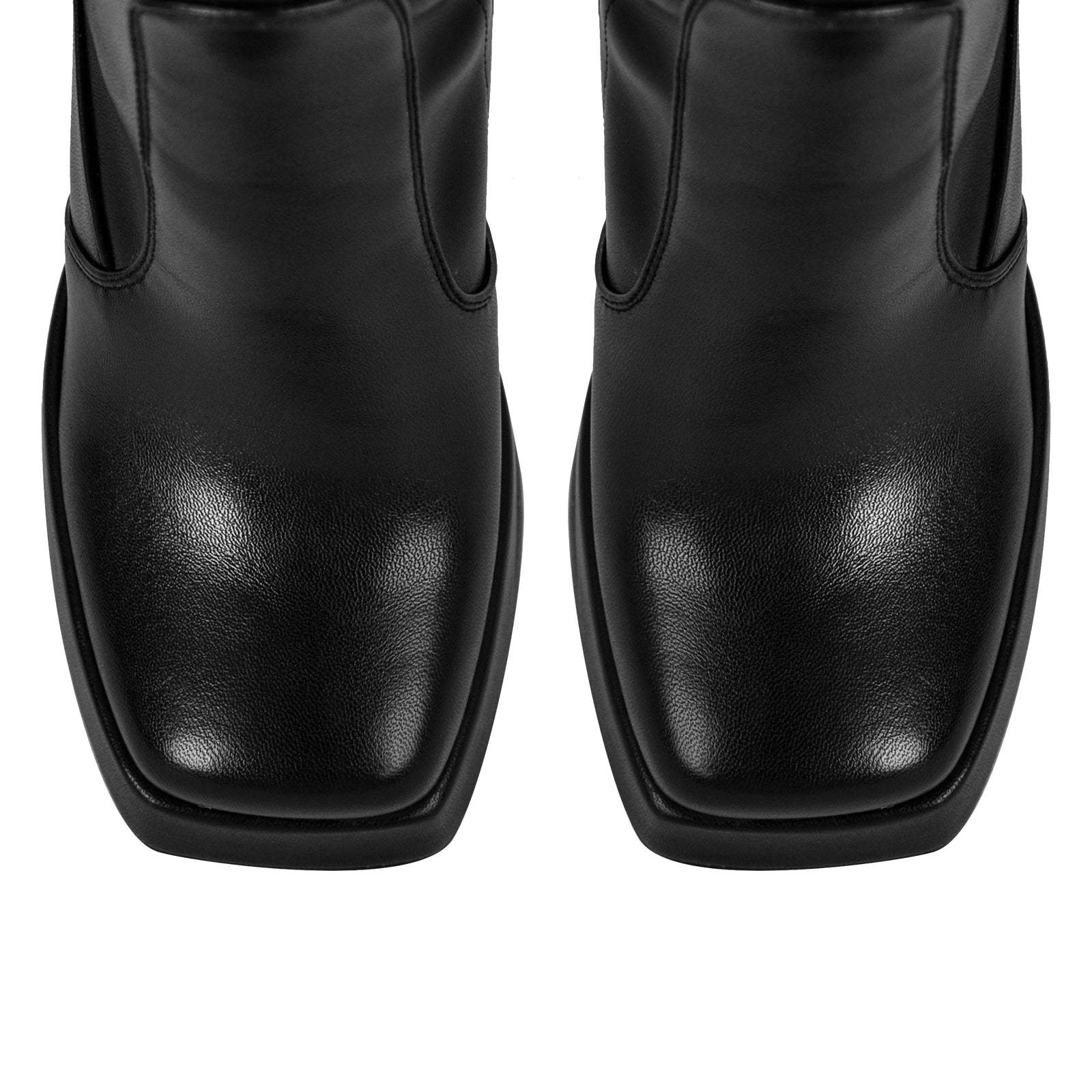 Plateau Overknee Langschaft Stiefel Blockabsatz Quatische Zehen