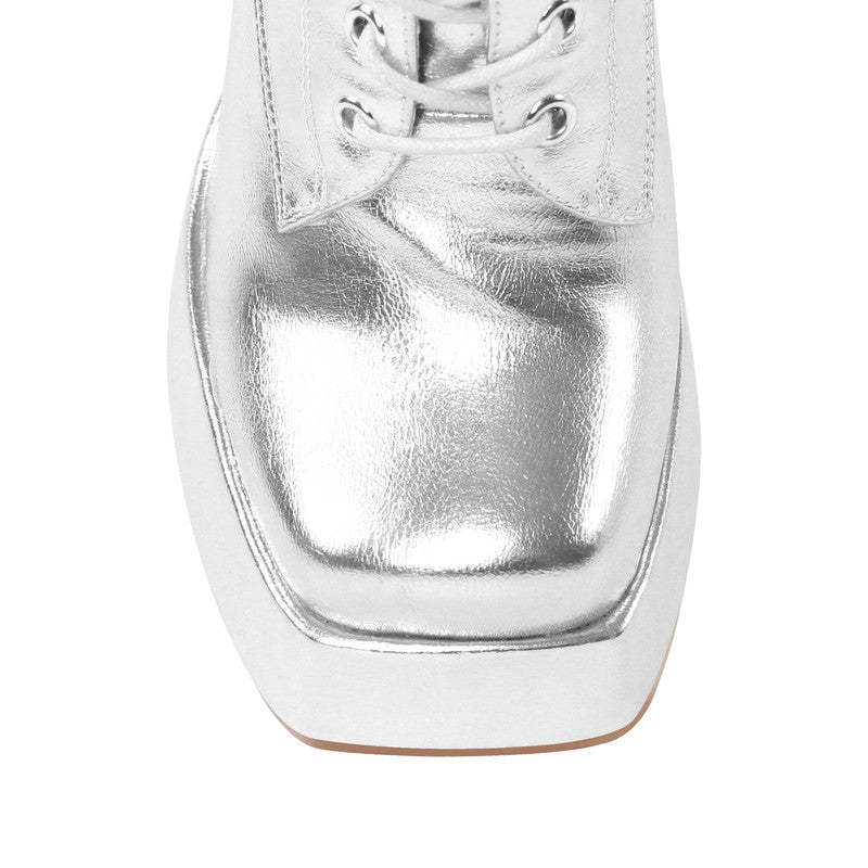 Schnür Stiefeletten mit klobigem Absatz und Plateausohle