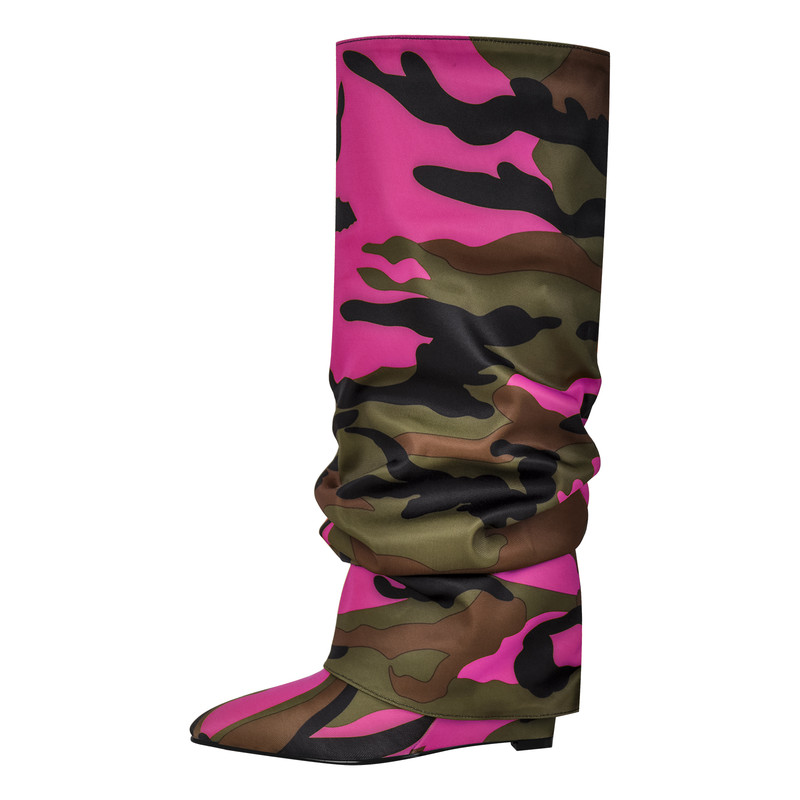Camouflage Spitz zulaufende Keilstiefel zum Umklappen