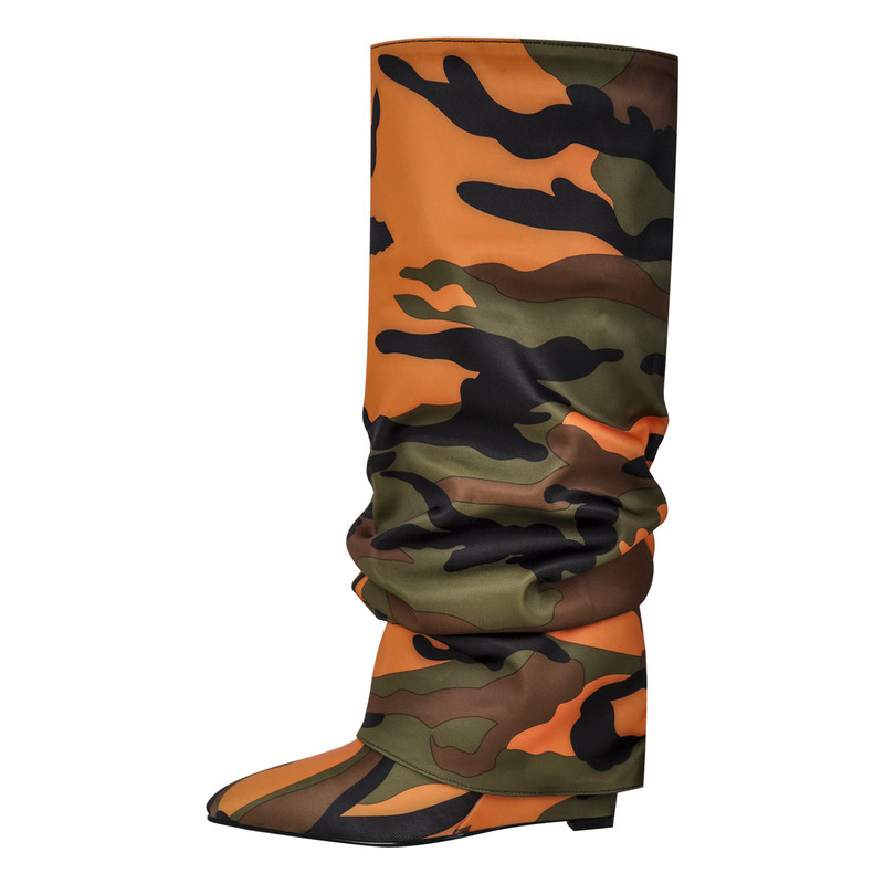 Camouflage Spitz zulaufende Keilstiefel zum Umklappen