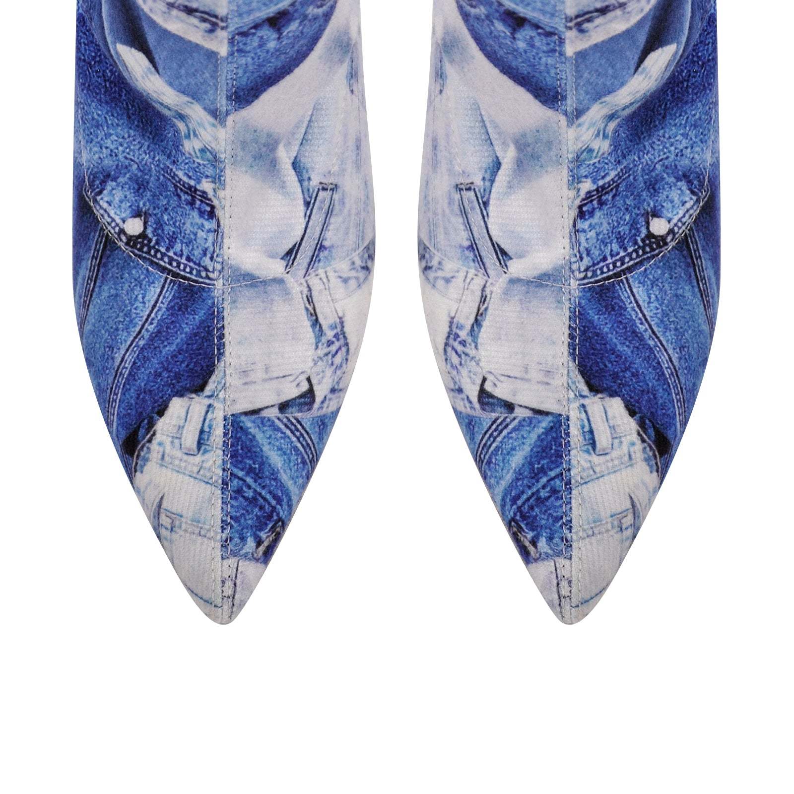 Overknee Langschaft Stiefel mit Pfennigabsatz Canvas Boots