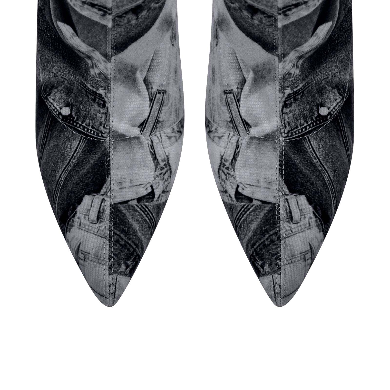 Overknee Langschaft Stiefel mit Pfennigabsatz Canvas Boots