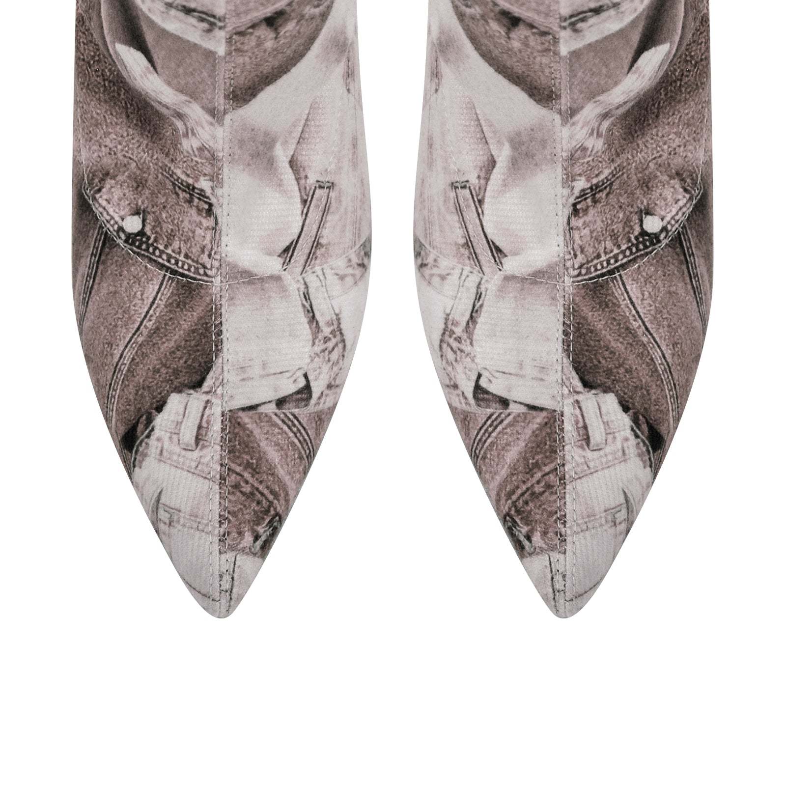 Overknee Langschaft Stiefel mit Pfennigabsatz Canvas Boots