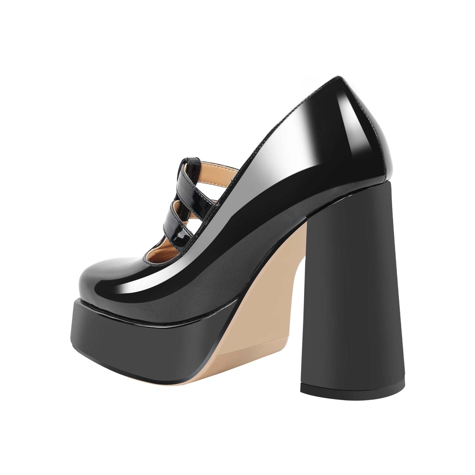 Plateau Pumps mit Schnallen Quatische Zehen Absatzschuhe