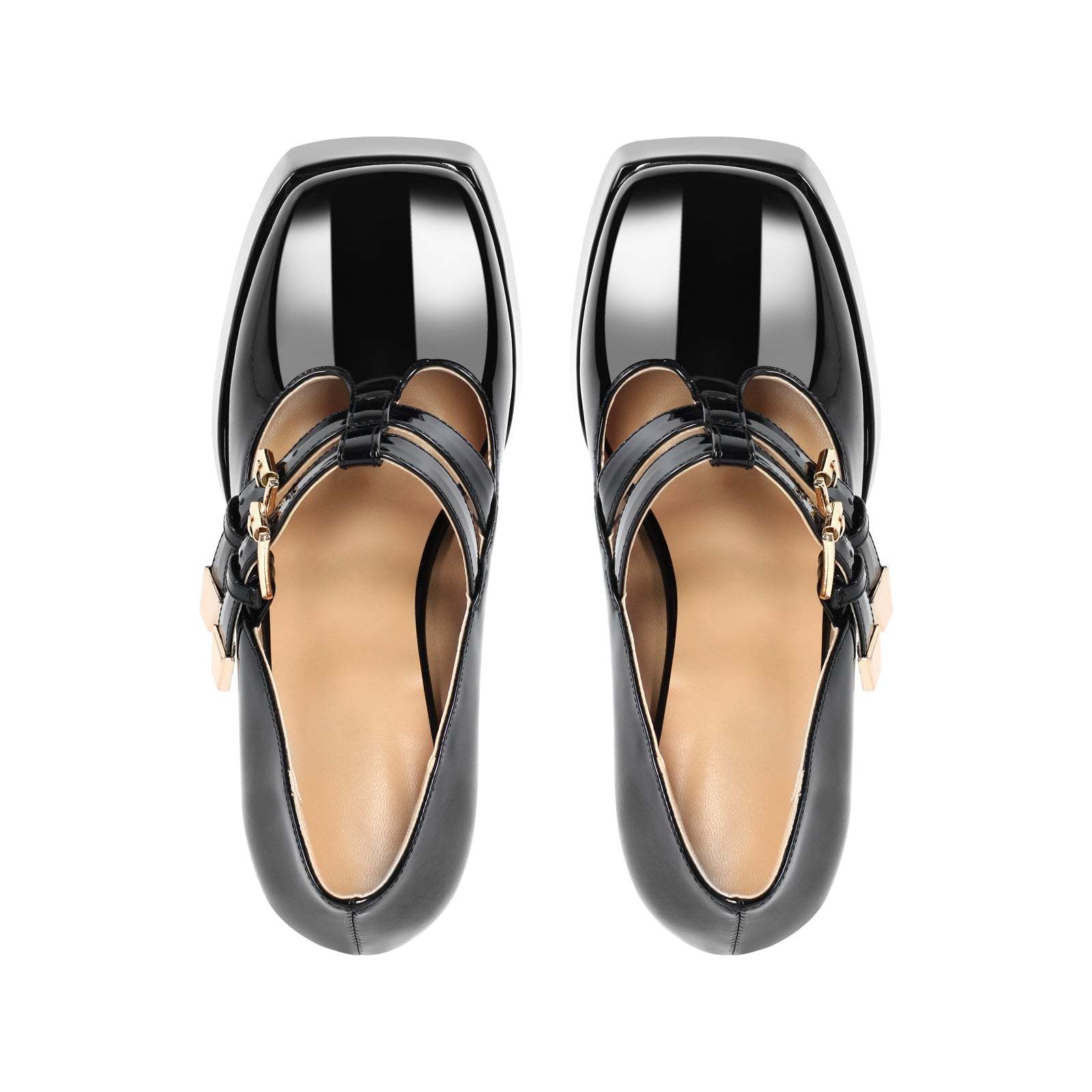 Plateau Pumps mit Schnallen Quatische Zehen Absatzschuhe