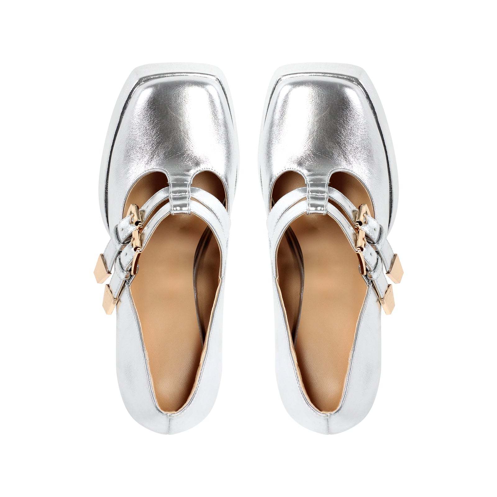 Plateau Pumps mit Schnallen Quatische Zehen Absatzschuhe