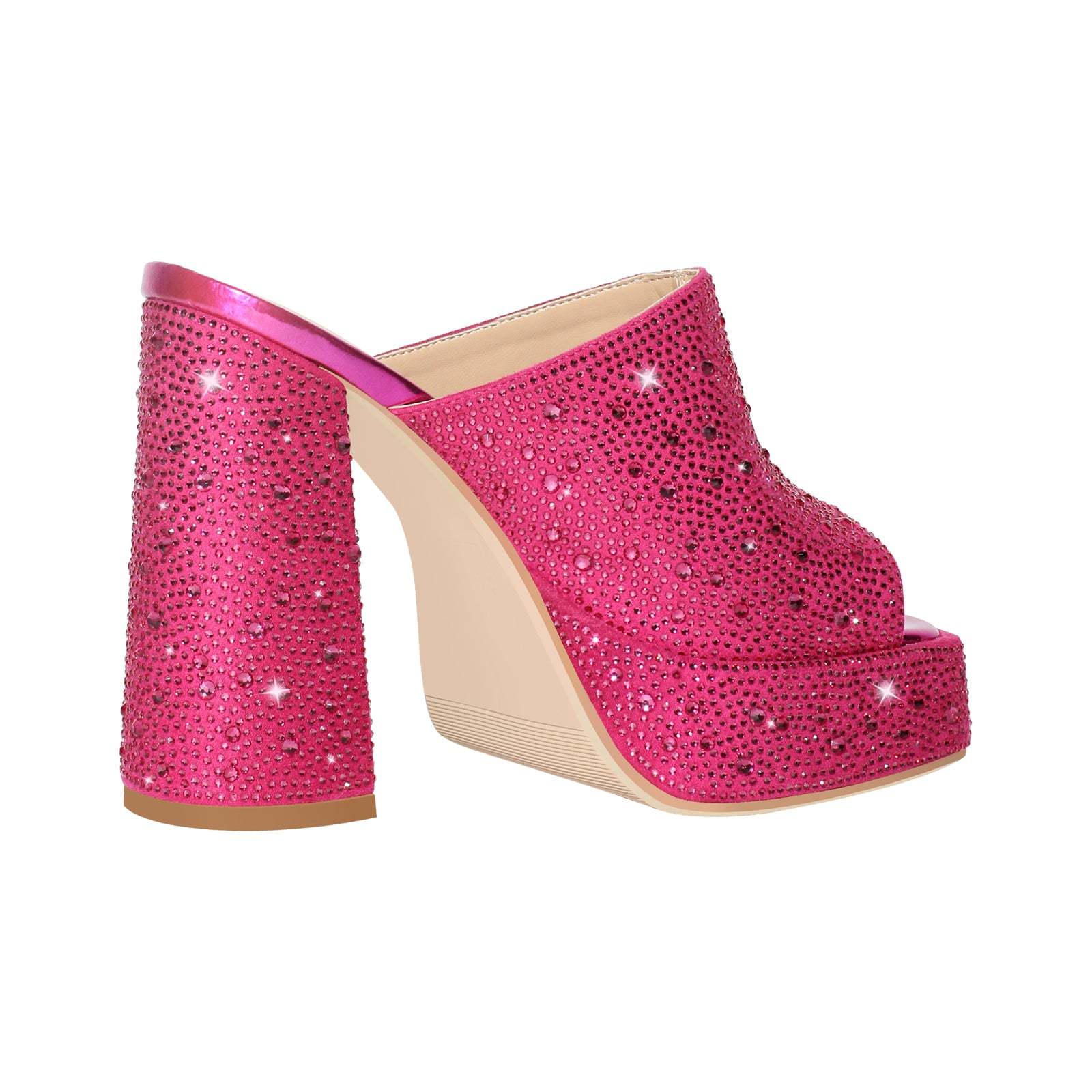 Plateau Pantoletten mit Blockabsatz verzierte Schmucksteinen Slip On Pumps