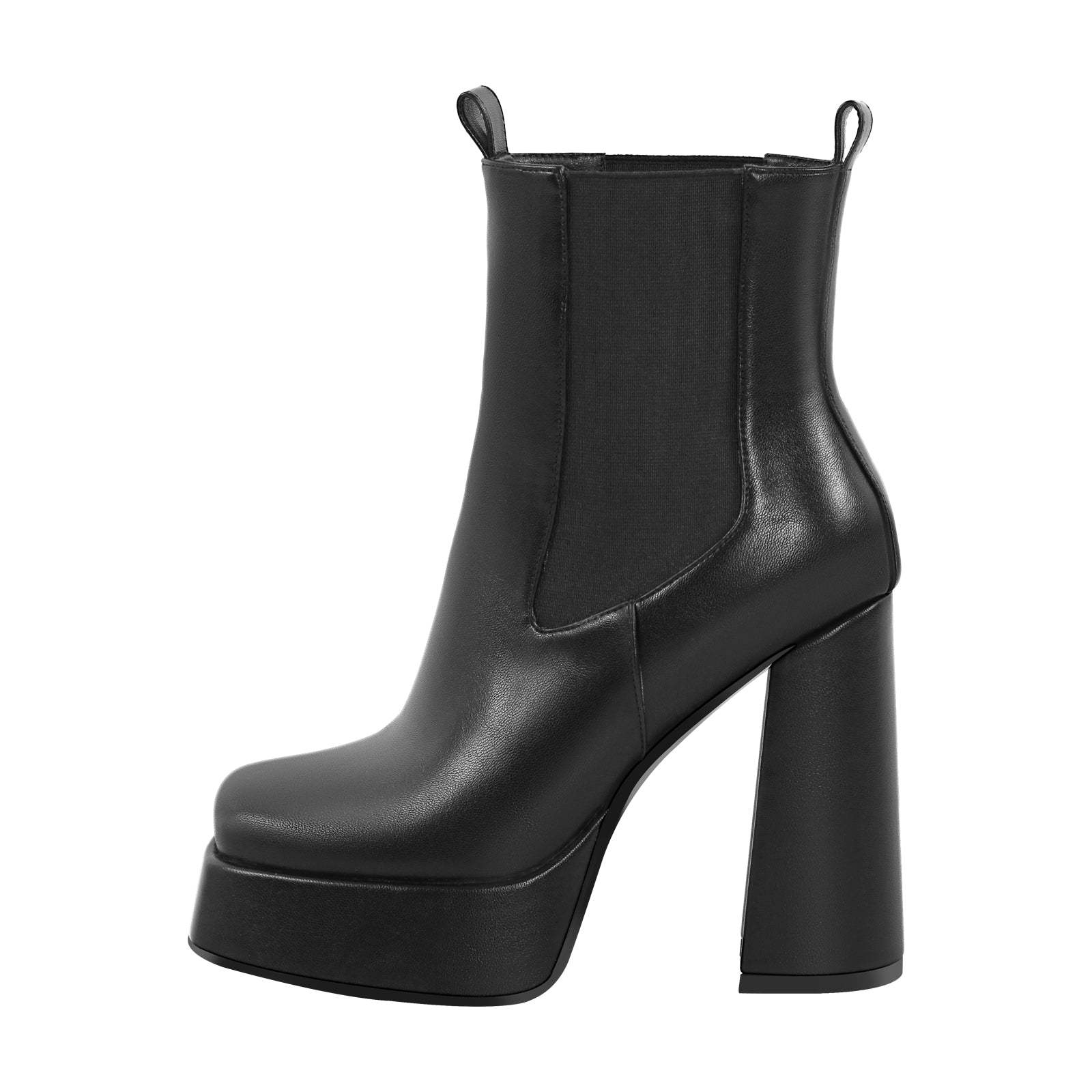 Plateau Stiefeletten Chelsea-Stiefel Quatische Zehen Schwarz