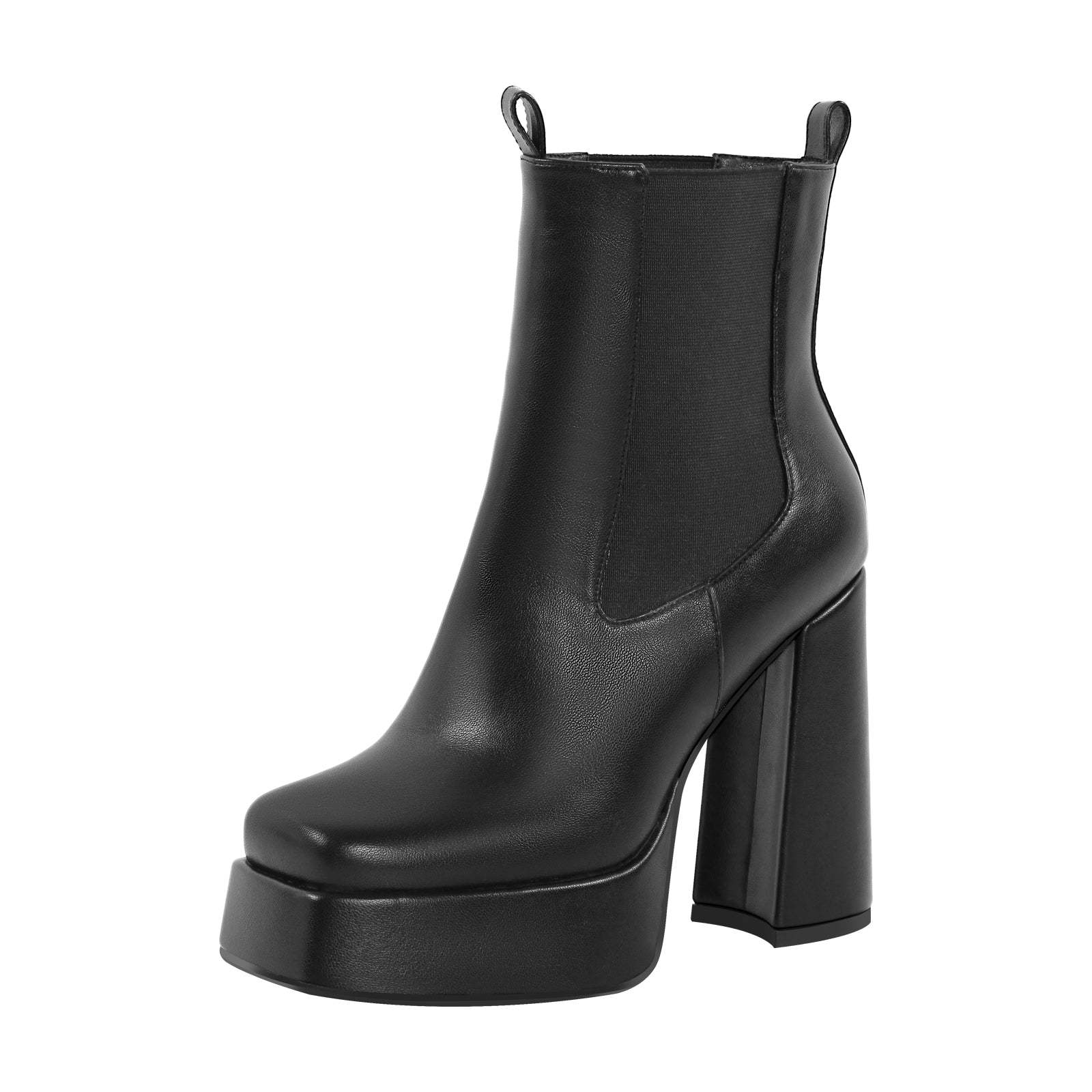 Plateau Stiefeletten Chelsea-Stiefel Quatische Zehen Schwarz