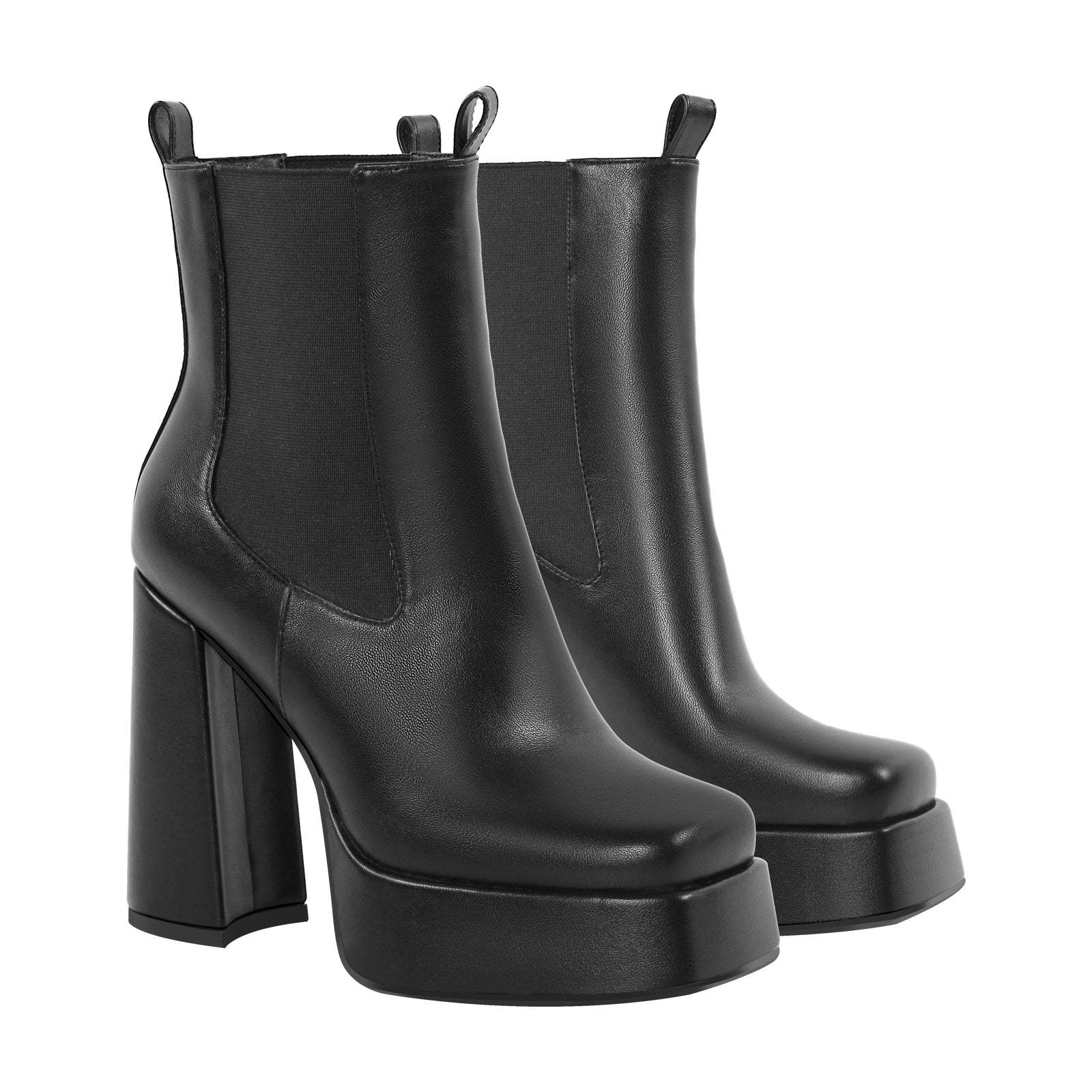 Plateau Stiefeletten Chelsea-Stiefel Quatische Zehen Schwarz