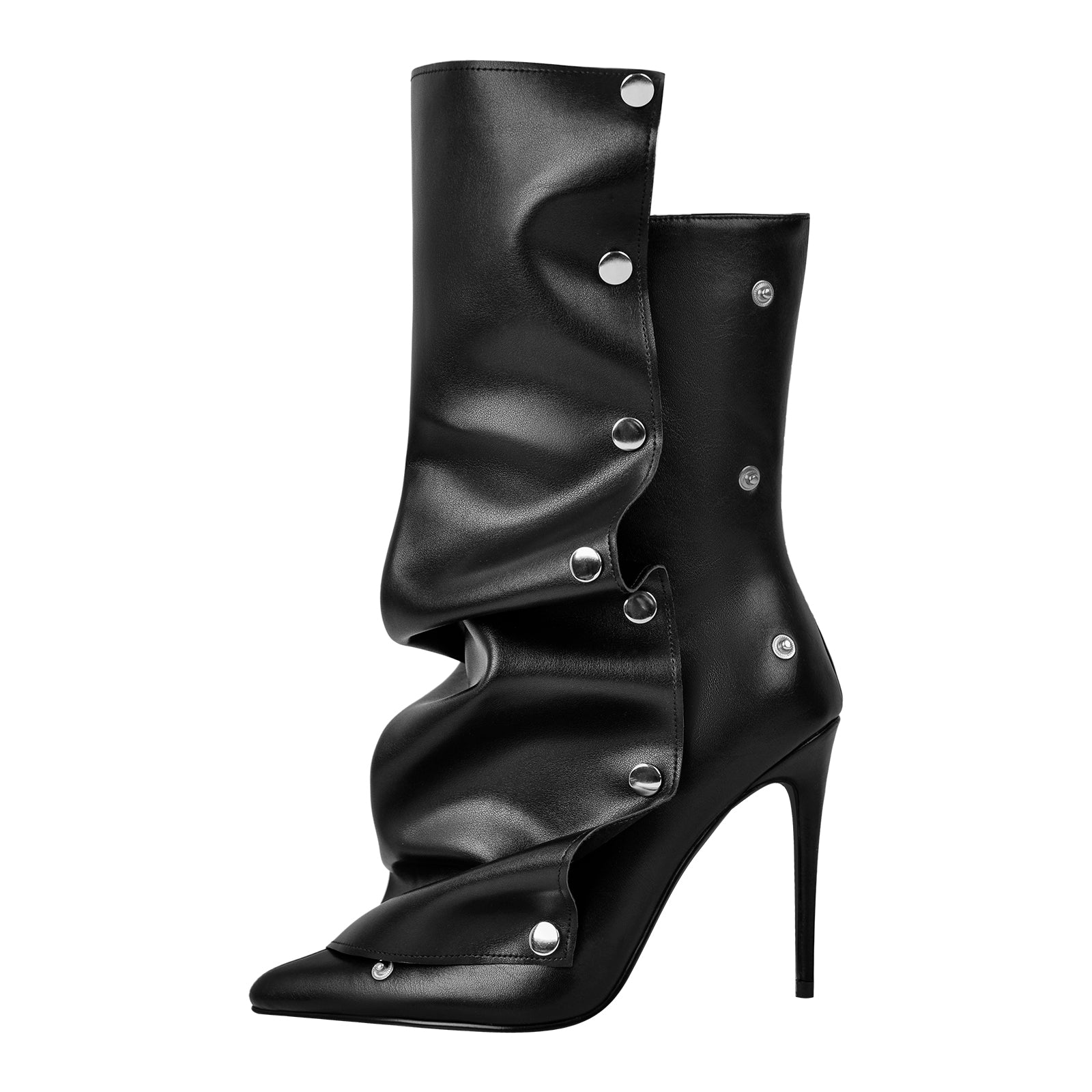 Spitze Zehen Knöchelstiefel mit Pfennigabsatz Stilettos Boots