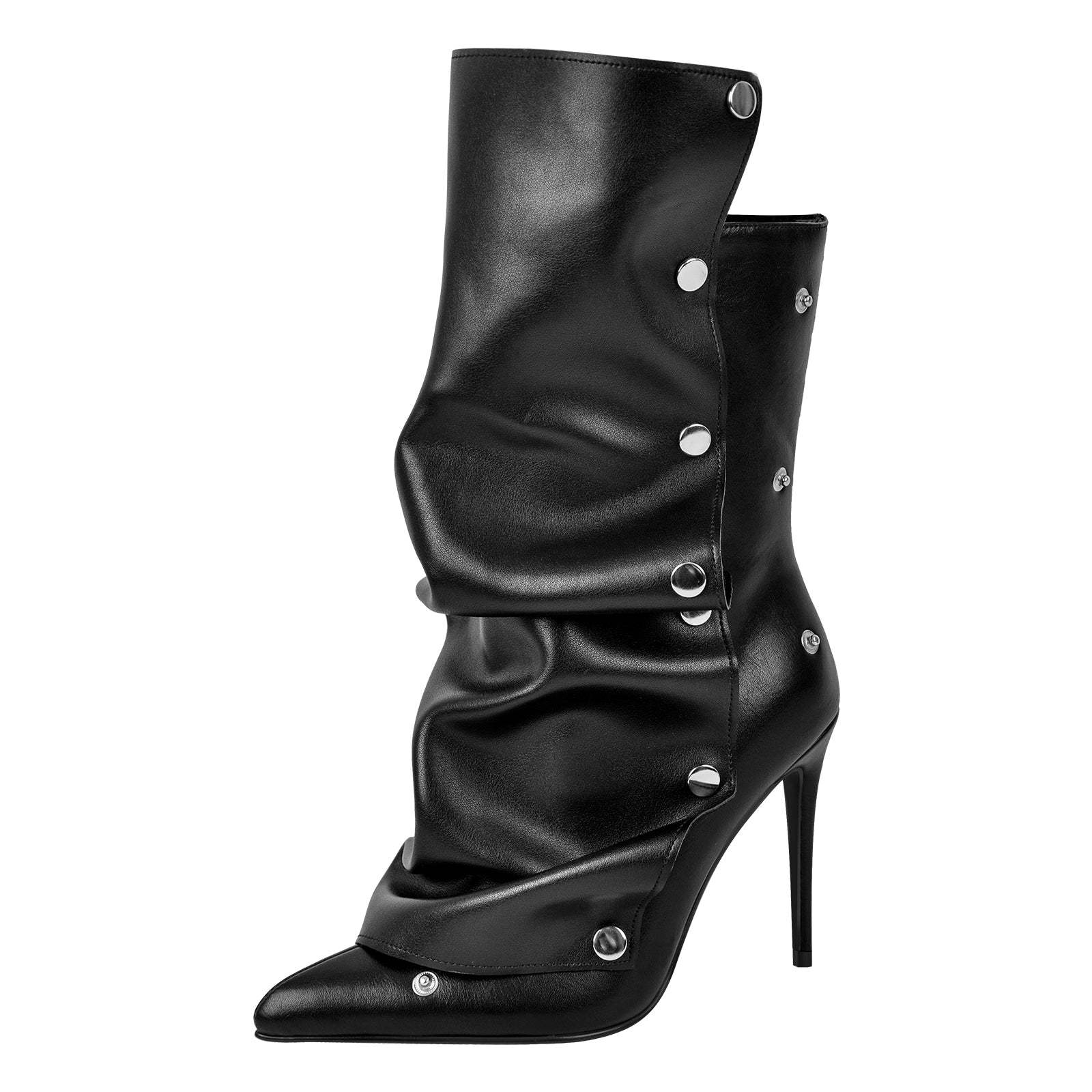 Spitze Zehen Knöchelstiefel mit Pfennigabsatz Stilettos Boots