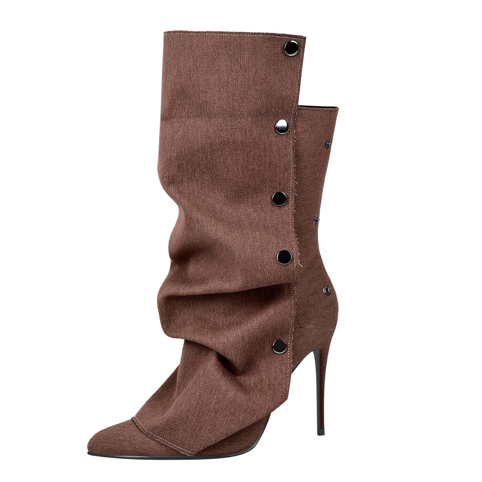 Spitze Zehen Knöchelstiefel mit Pfennigabsatz Stilettos Boots