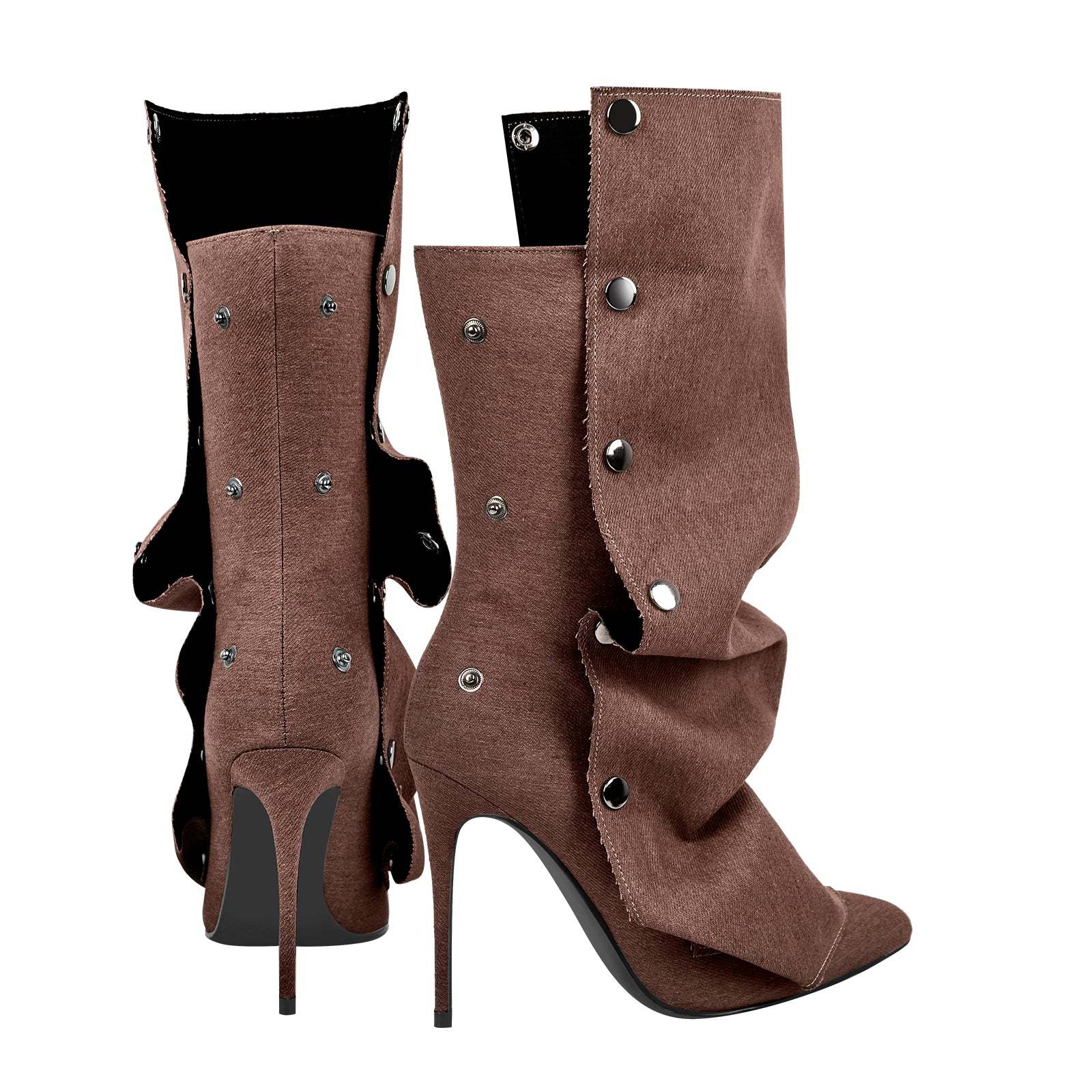 Spitze Zehen Knöchelstiefel mit Pfennigabsatz Stilettos Boots