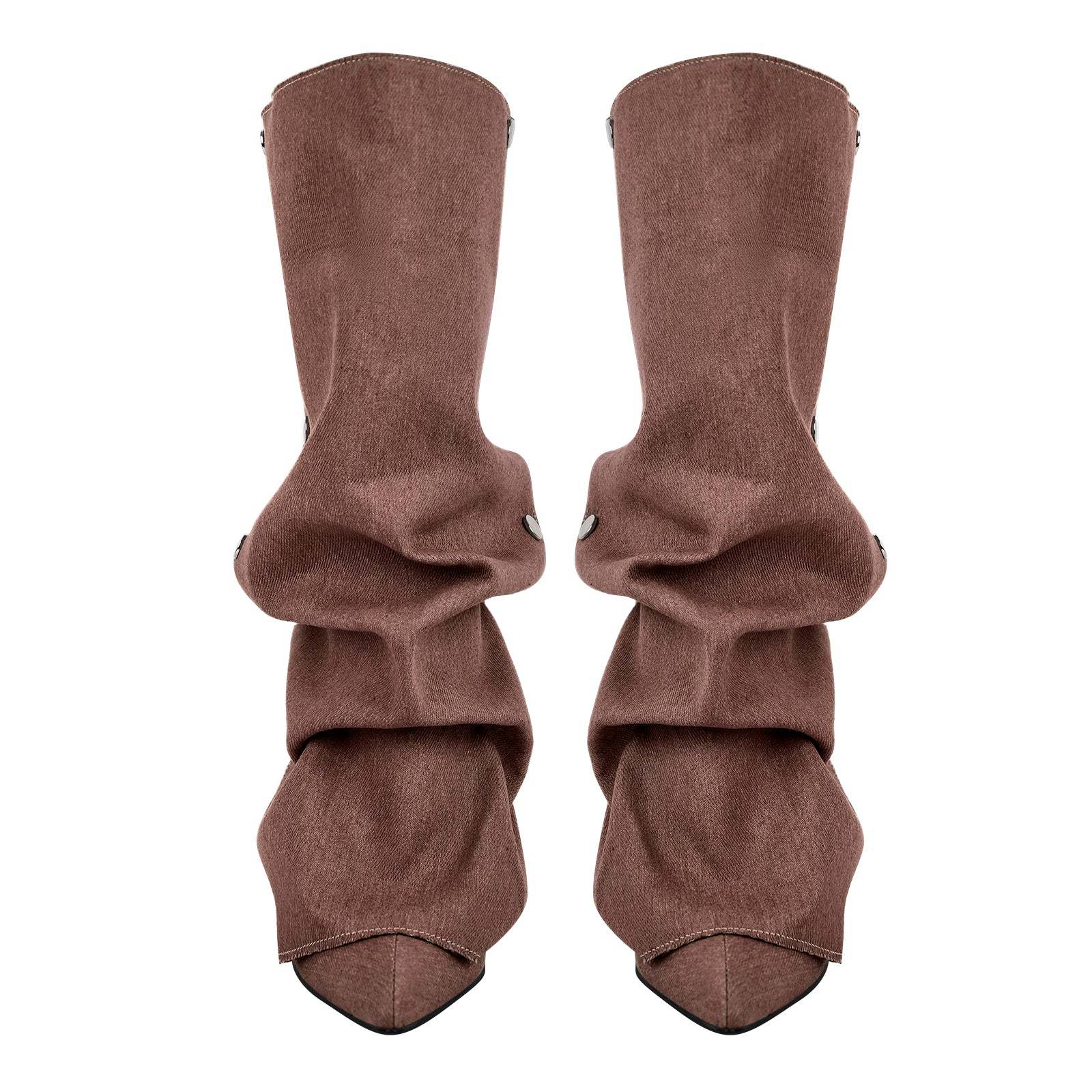 Spitze Zehen Knöchelstiefel mit Pfennigabsatz Stilettos Boots