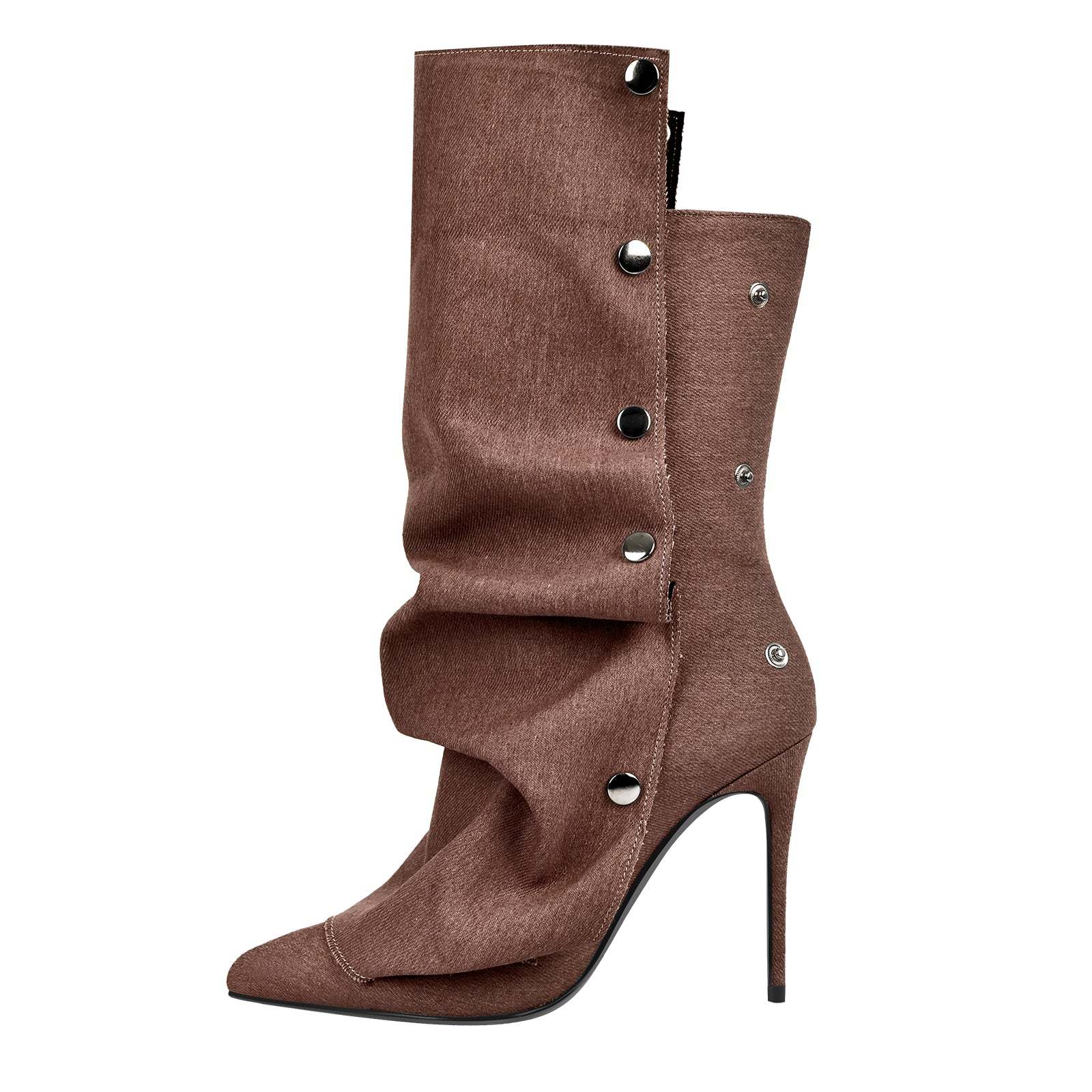 Spitze Zehen Knöchelstiefel mit Pfennigabsatz Stilettos Boots