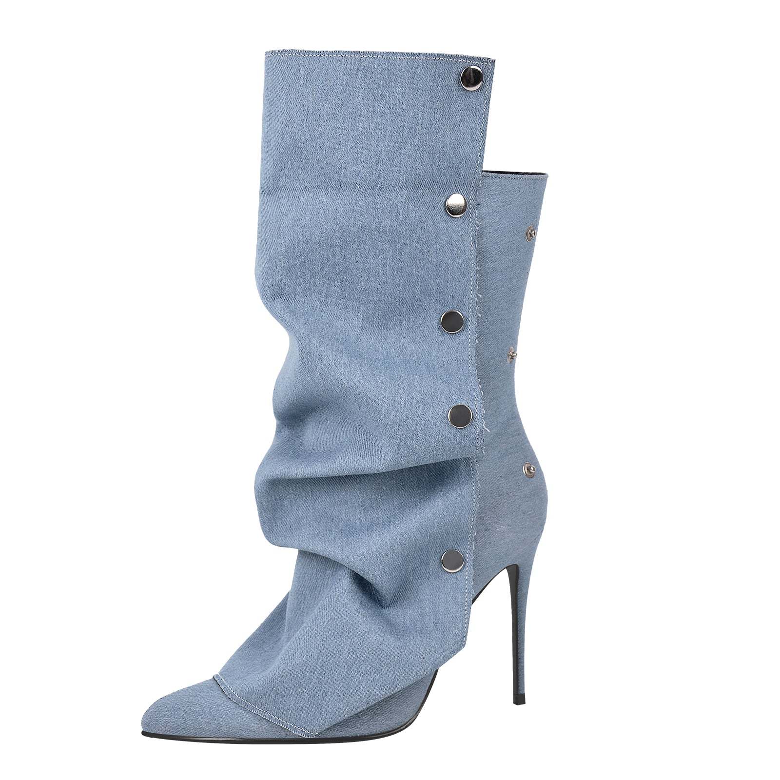 Spitze Zehen Knöchelstiefel mit Pfennigabsatz Stilettos Boots