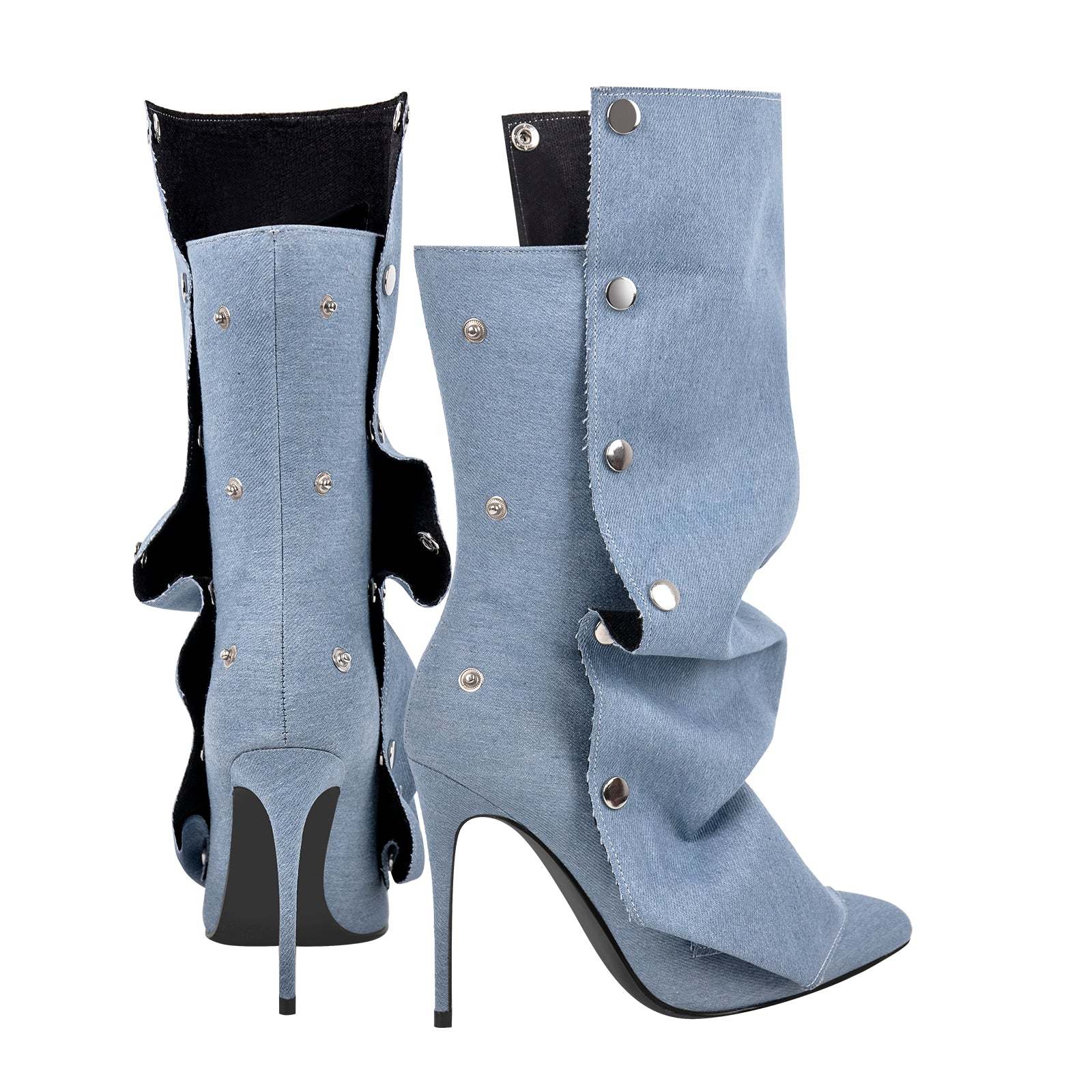 Spitze Zehen Knöchelstiefel mit Pfennigabsatz Stilettos Boots
