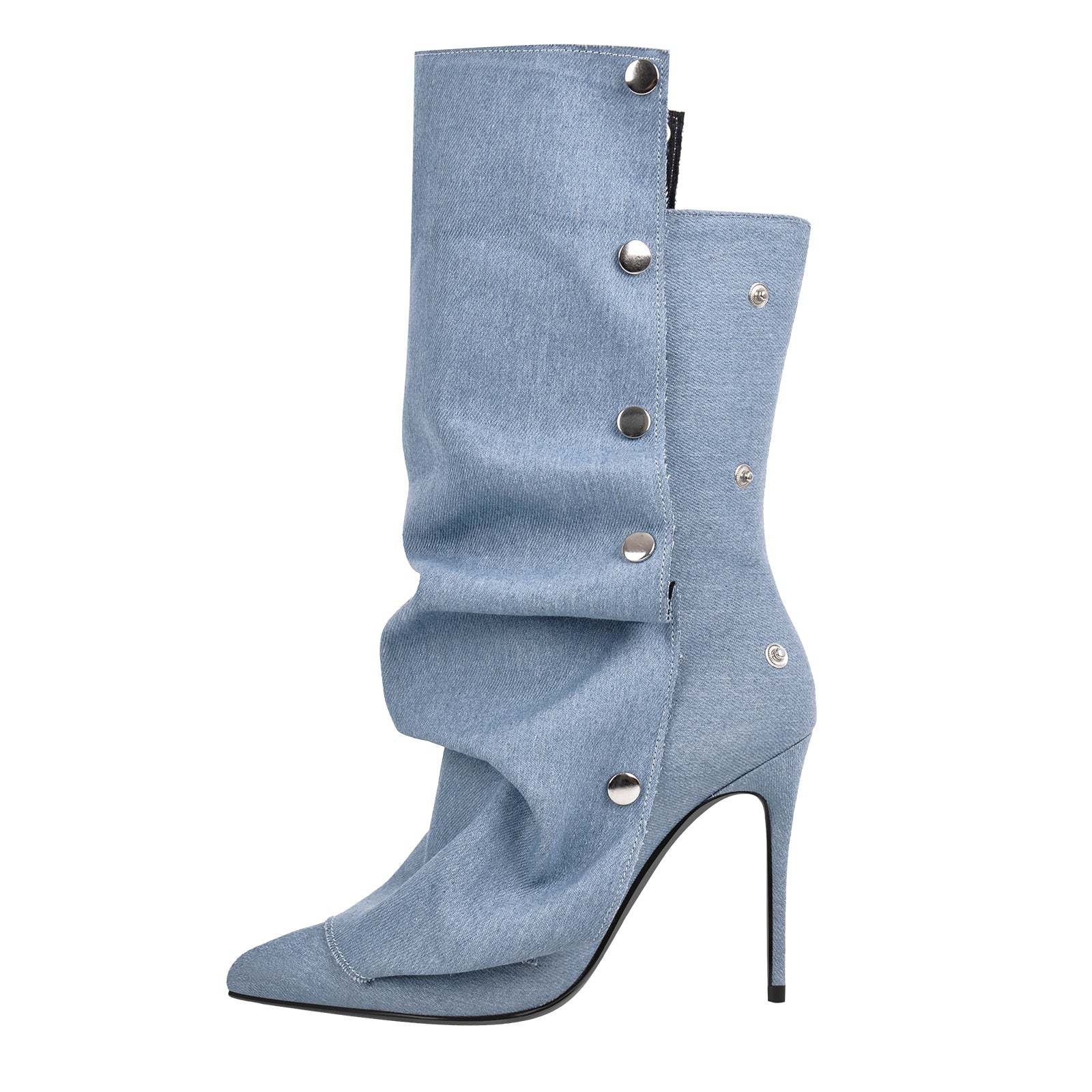 Spitze Zehen Knöchelstiefel mit Pfennigabsatz Stilettos Boots