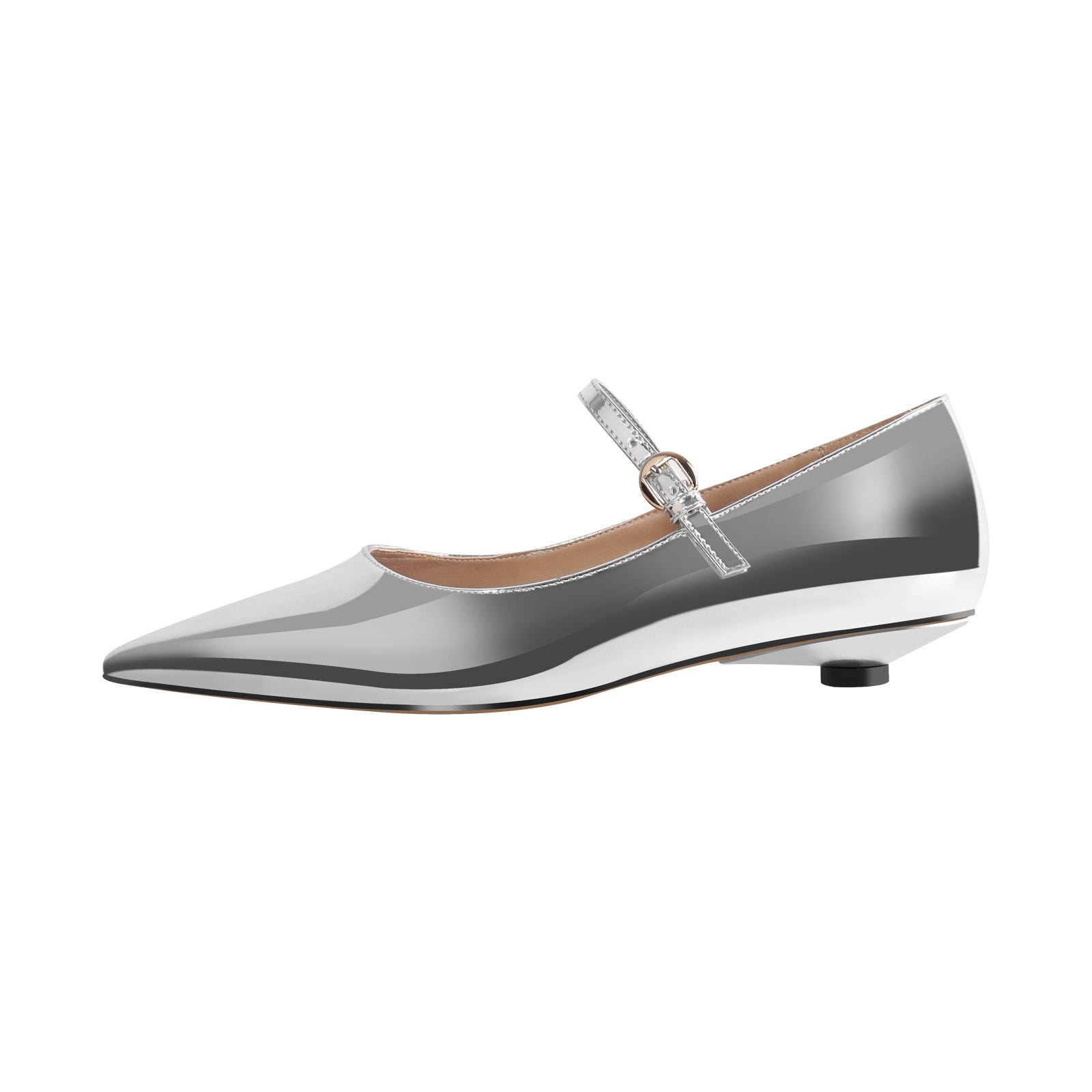 Flache Schuhe Lack Mary Janes Pumps Spitze Zehen