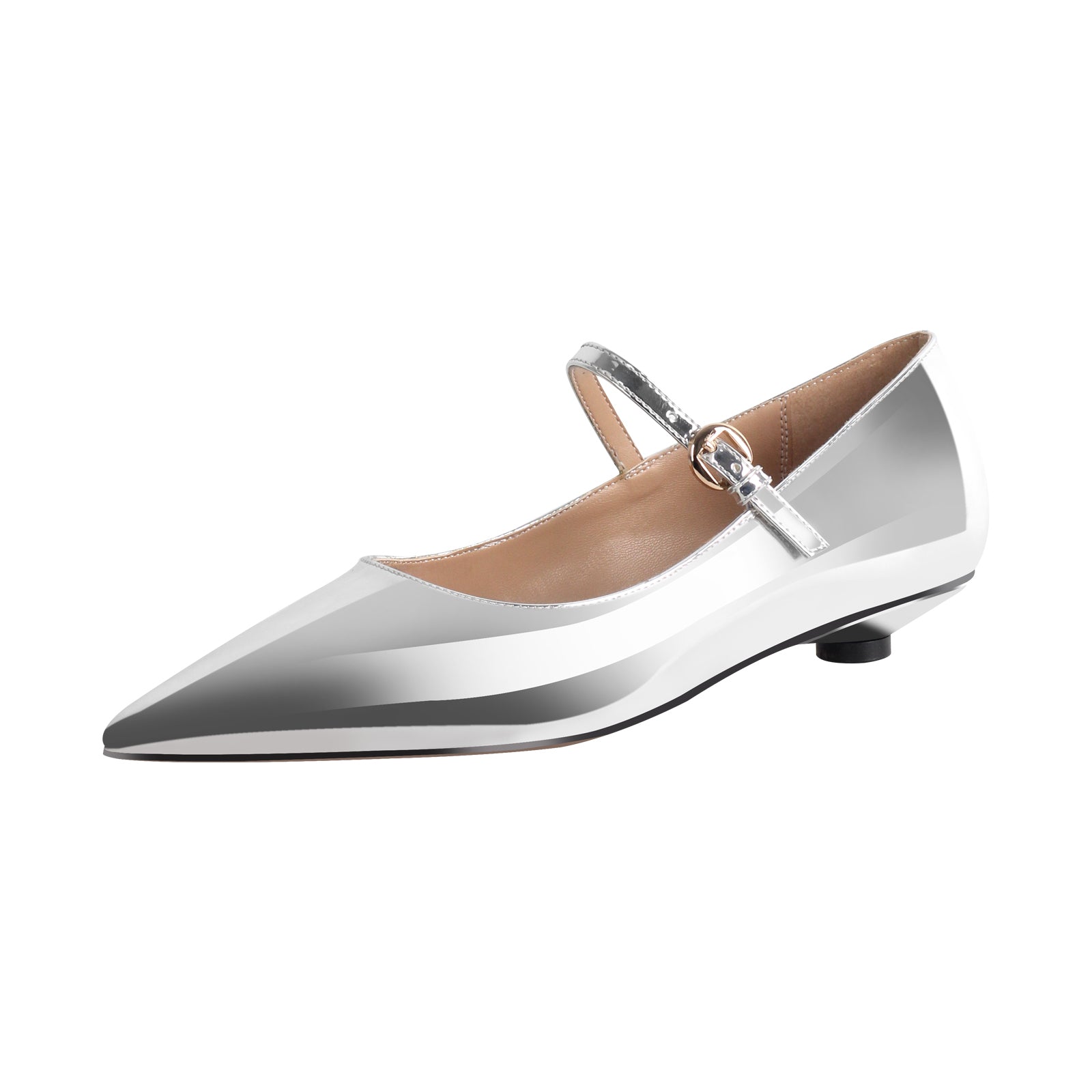 Flache Schuhe Lack Mary Janes Pumps Spitze Zehen