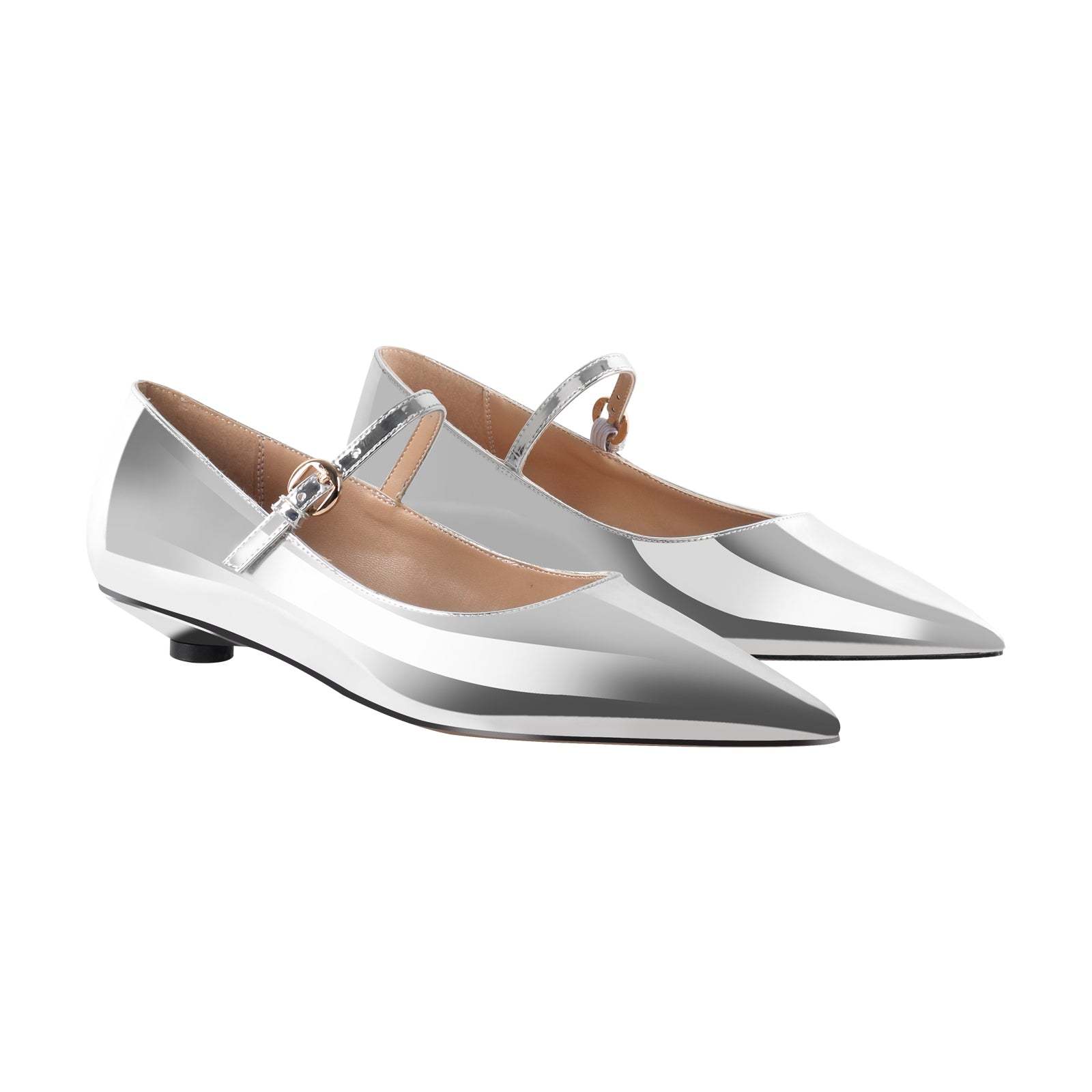 Flache Schuhe Lack Mary Janes Pumps Spitze Zehen